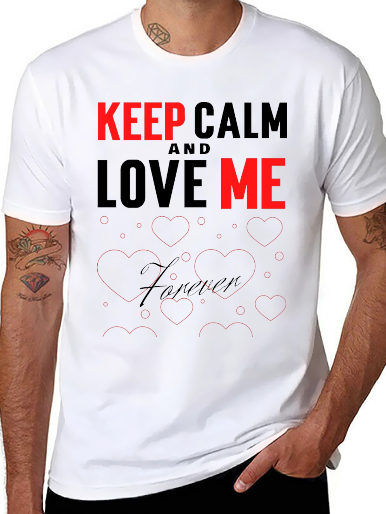 Black Keep Calm and Love Me T-Shirt view 8