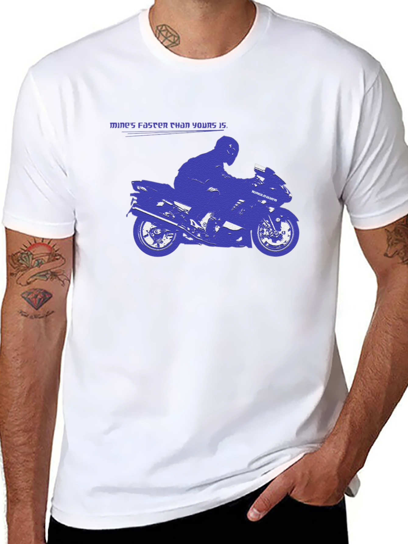 Black Mine's Faster Motorcycle Graphic T-Shirt view 8