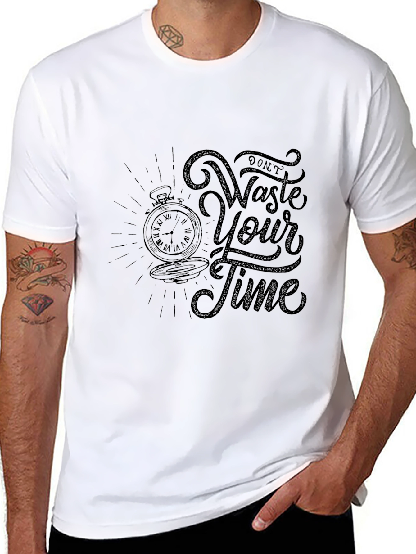Black Don't Waste Your Time Graphic Tee - Black view 8