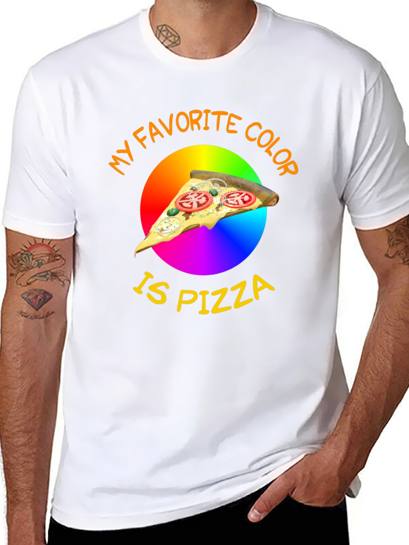 Black My Favorite Color is Pizza T-Shirt view 8