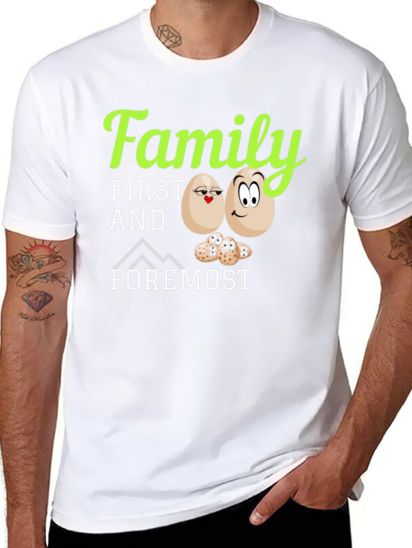 Black Family First T-Shirt - Cute Egg Design view 8