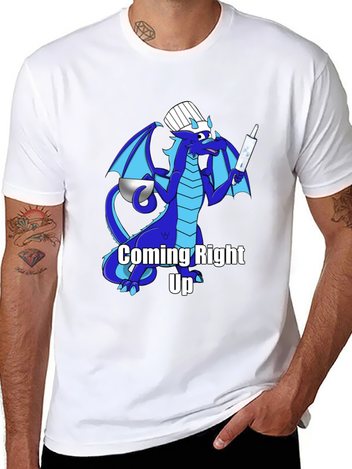 Black Chef Dragon T-Shirt - "Coming Right Up!" view 8