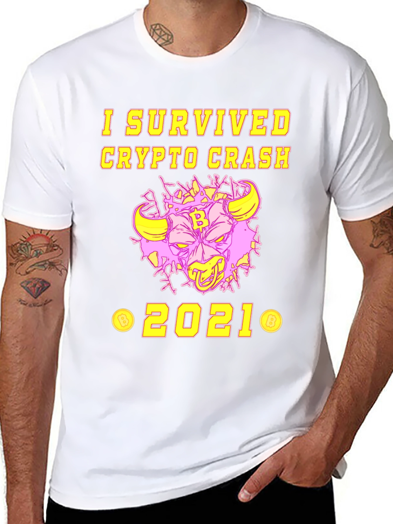 Black I Survived Crypto Crash 2021 T-Shirt view 8