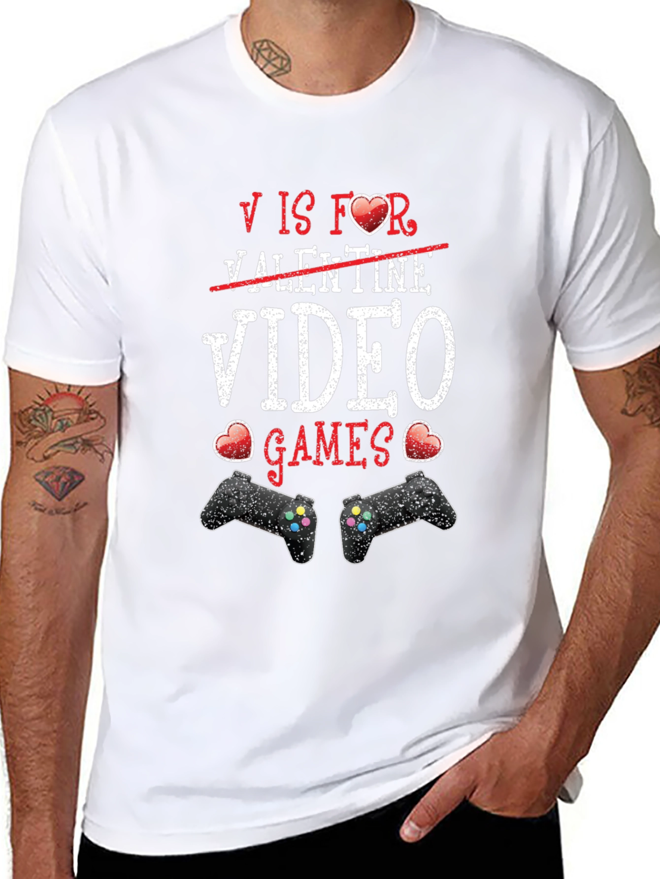 Black Video Games Valentine's T-Shirt view 8