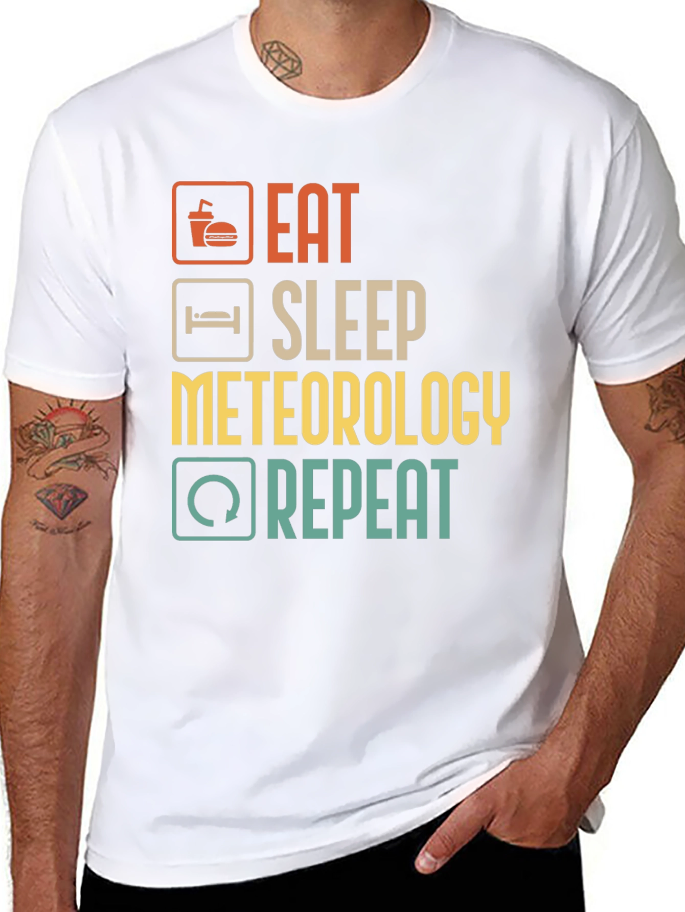 Black Eat Sleep Meteorology Repeat T-Shirt view 8