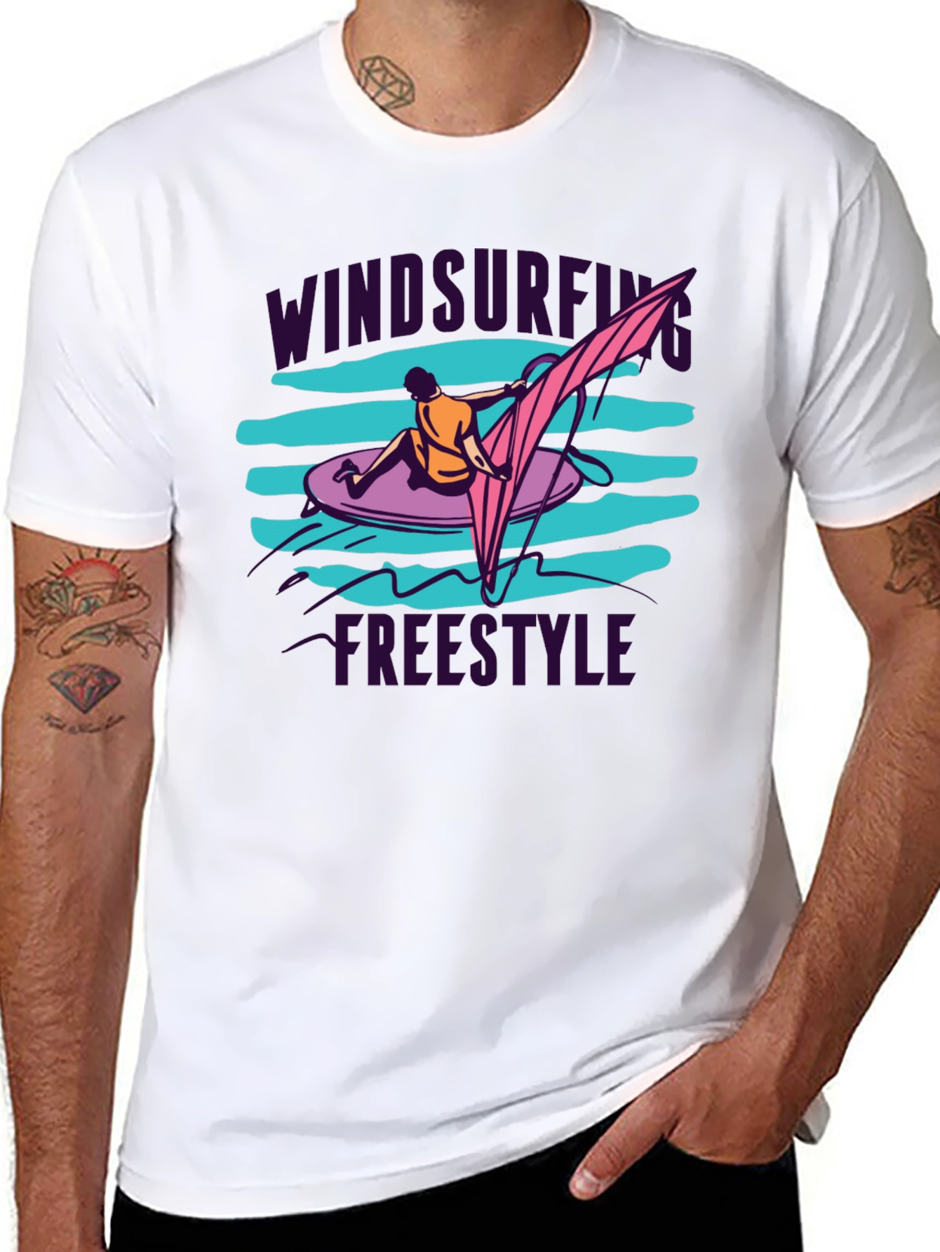 Black Windsurfing Freestyle Black T-Shirt view 8