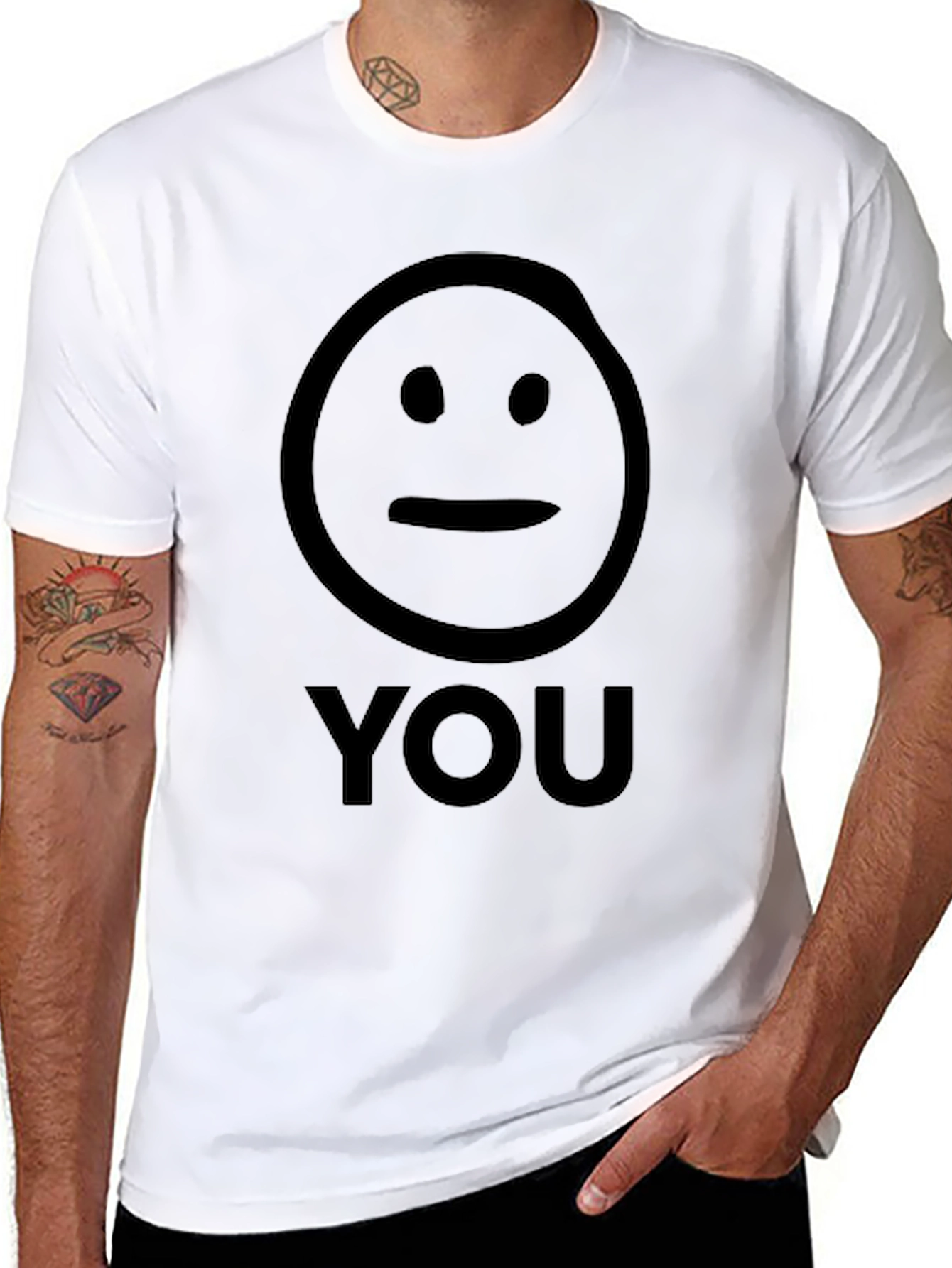 Black Neutral Face "You" Graphic T-Shirt - Unisex Black Tee view 8