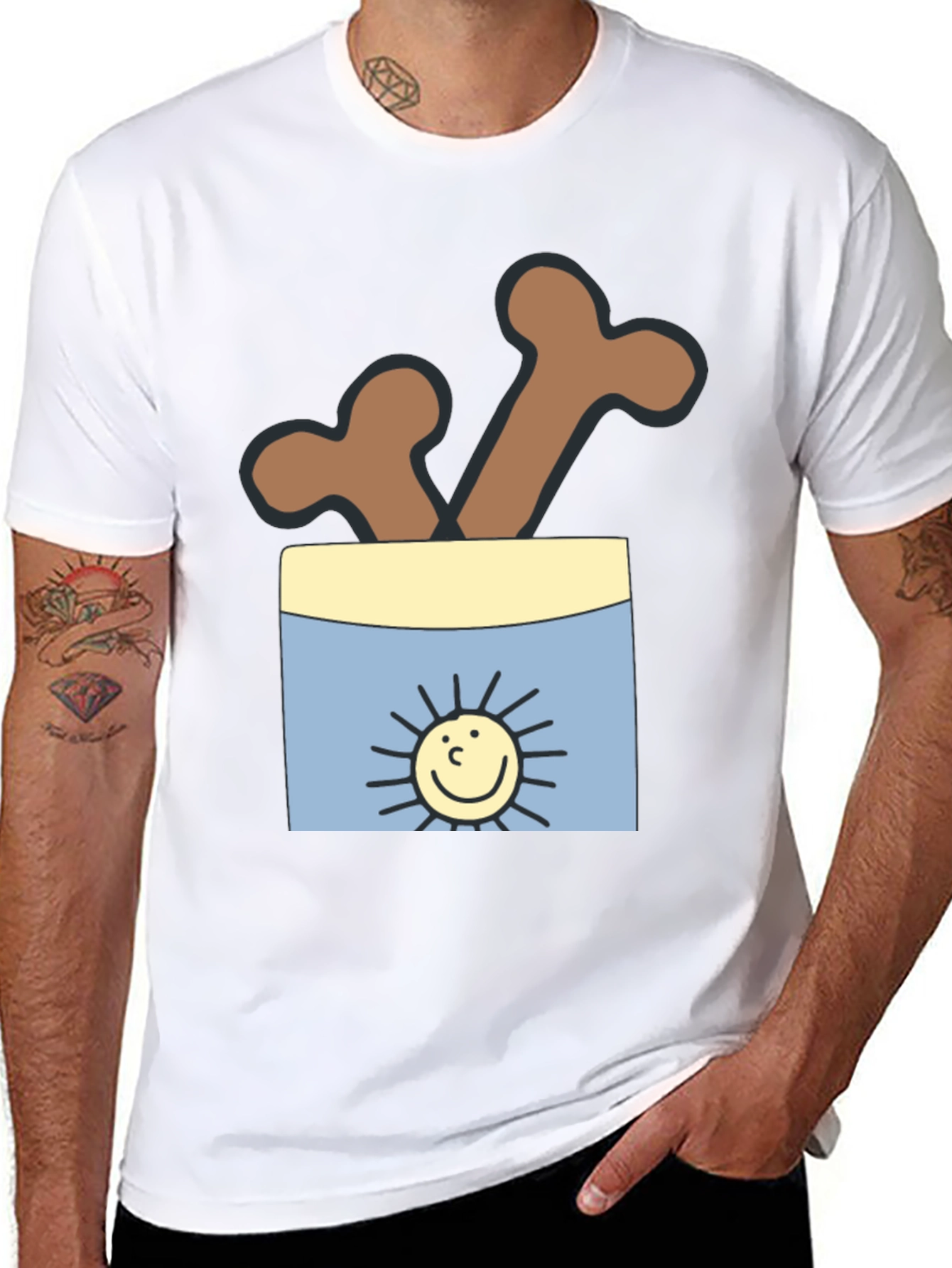 Black Funny Bone T-Shirt - Cartoon Style Graphic Tee view 8