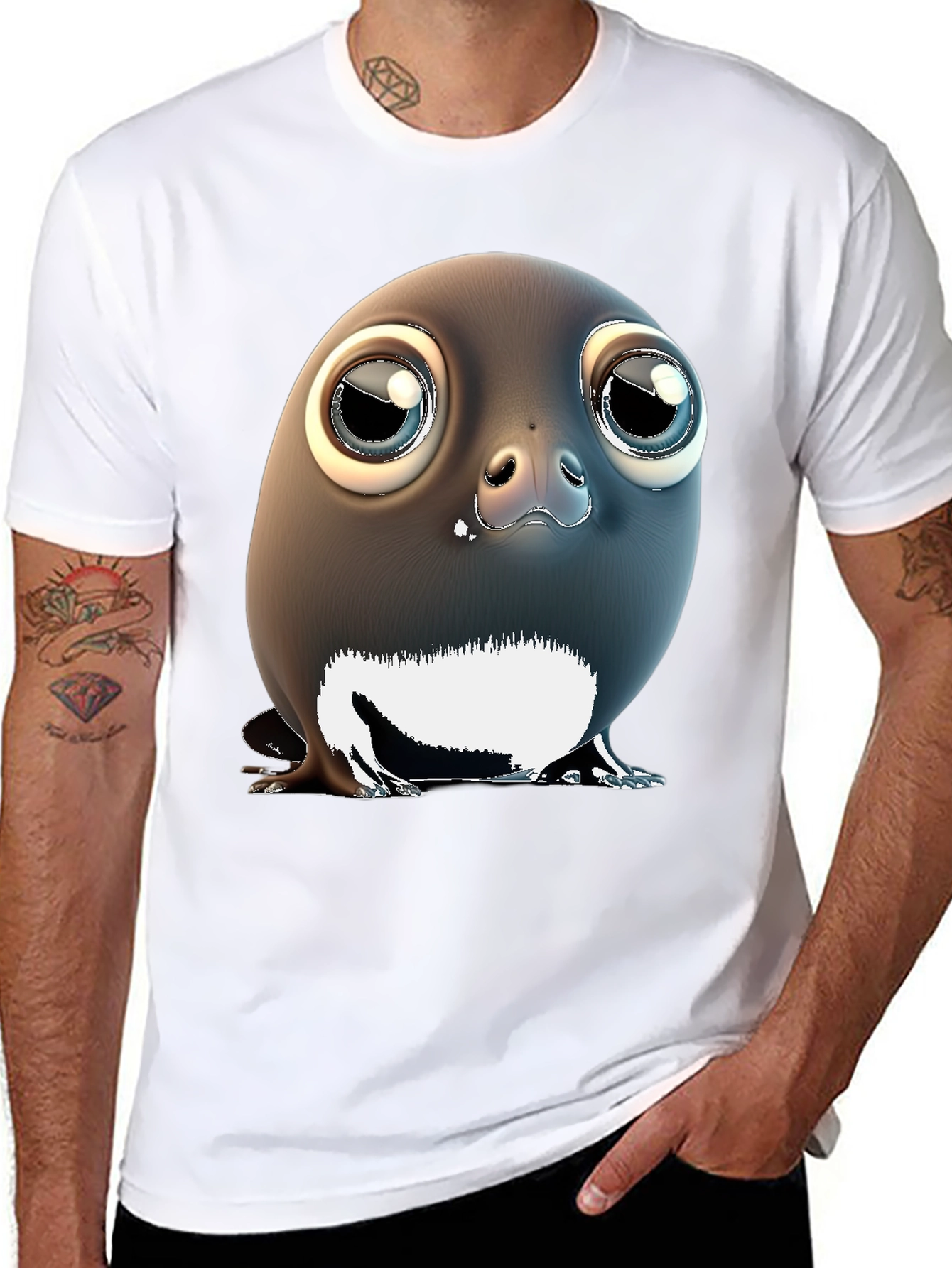 Black Cute Penguin T-Shirt - Unique Graphic Tee view 8