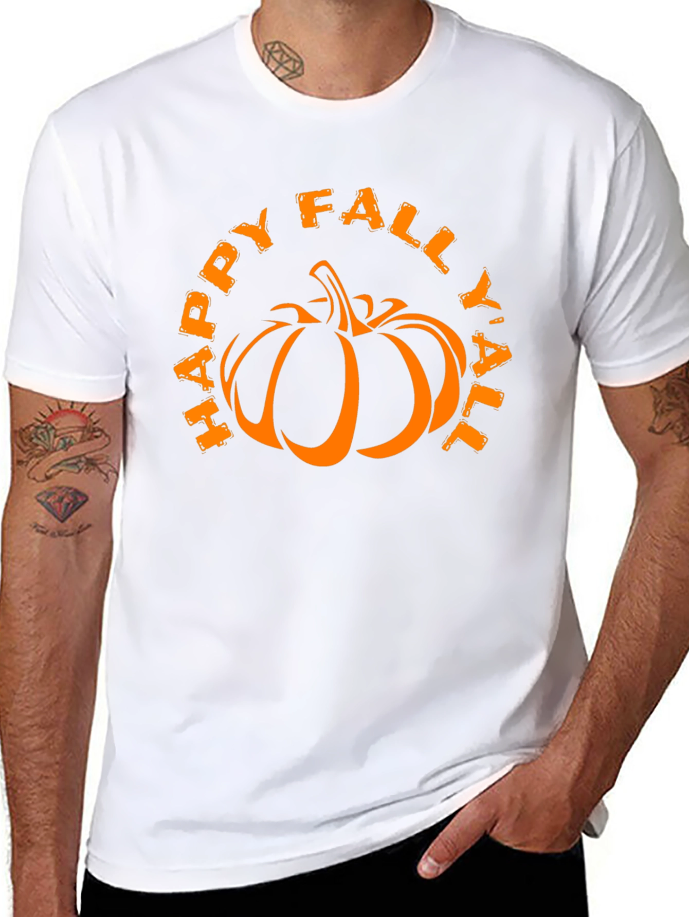 Black Happy Fall Y'all Pumpkin Graphic T-Shirt view 8