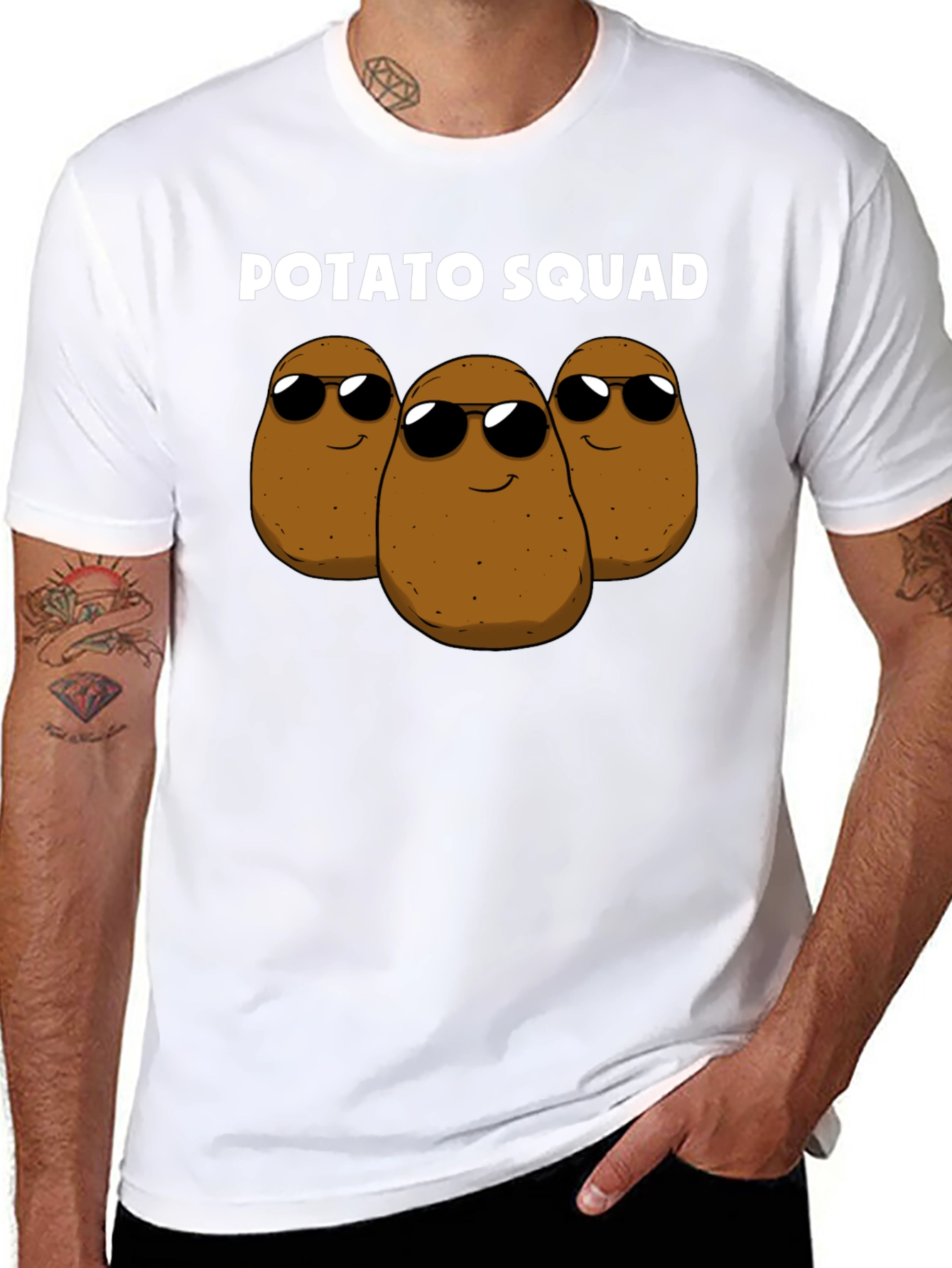 Black Potato Squad Graphic Tee - Funny Food Shirt view 8