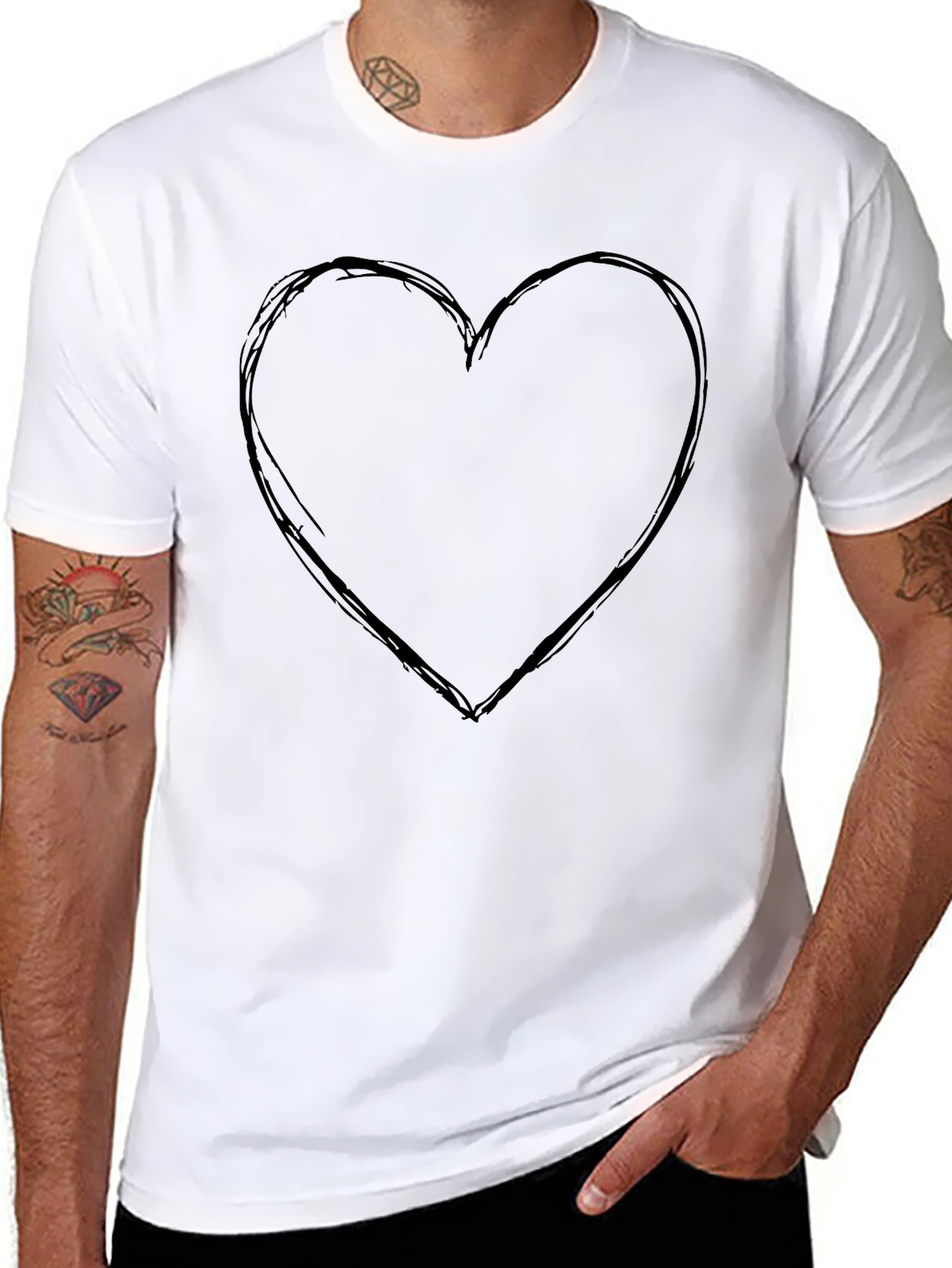 Black Black T-Shirt with Heart Graphic view 8