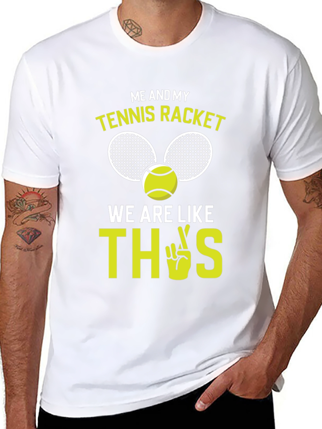 Black Tennis Racket Graphic Tee - Funny & Sporty view 8