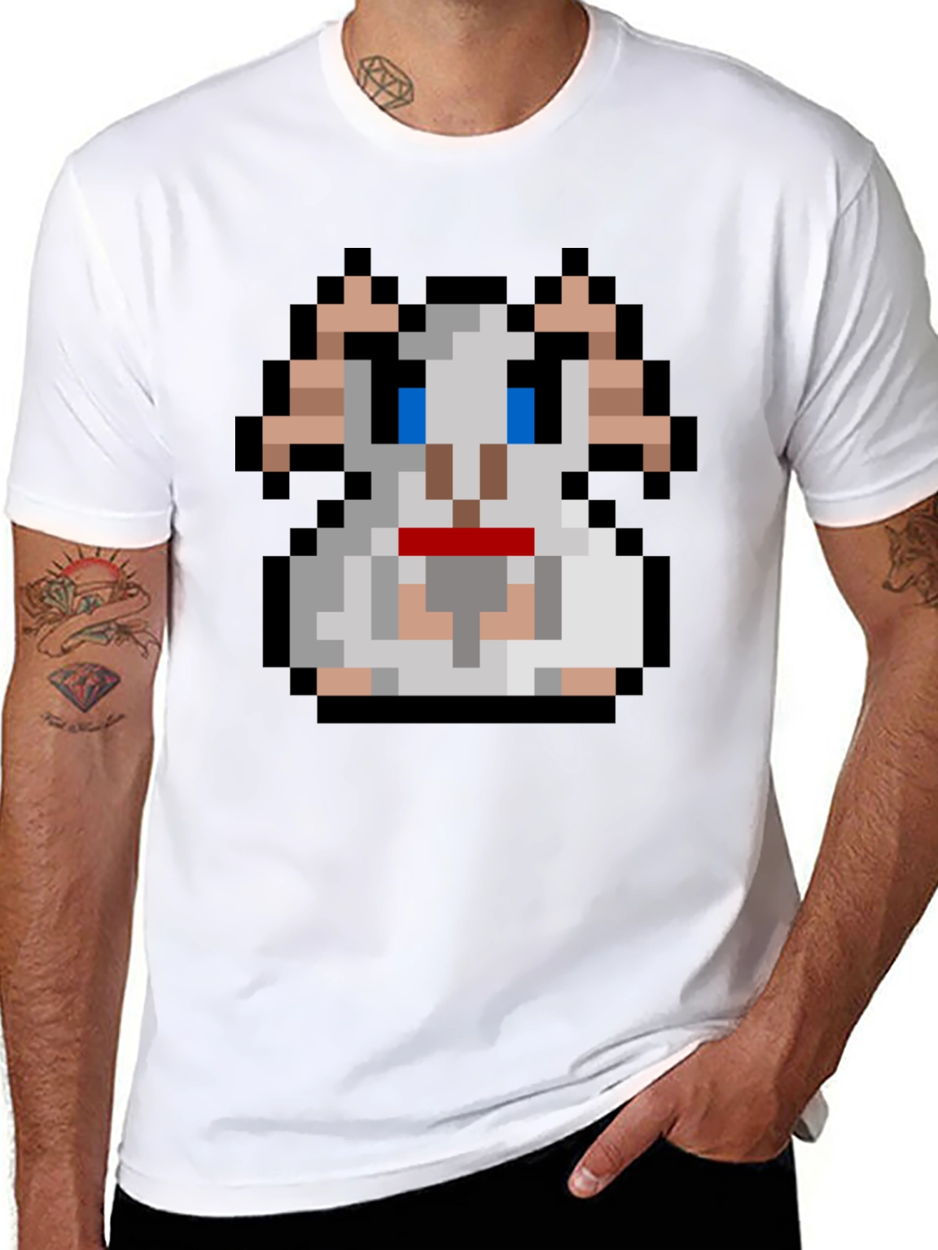 Black Pixel Goat T-Shirt - Retro Gaming Style view 8