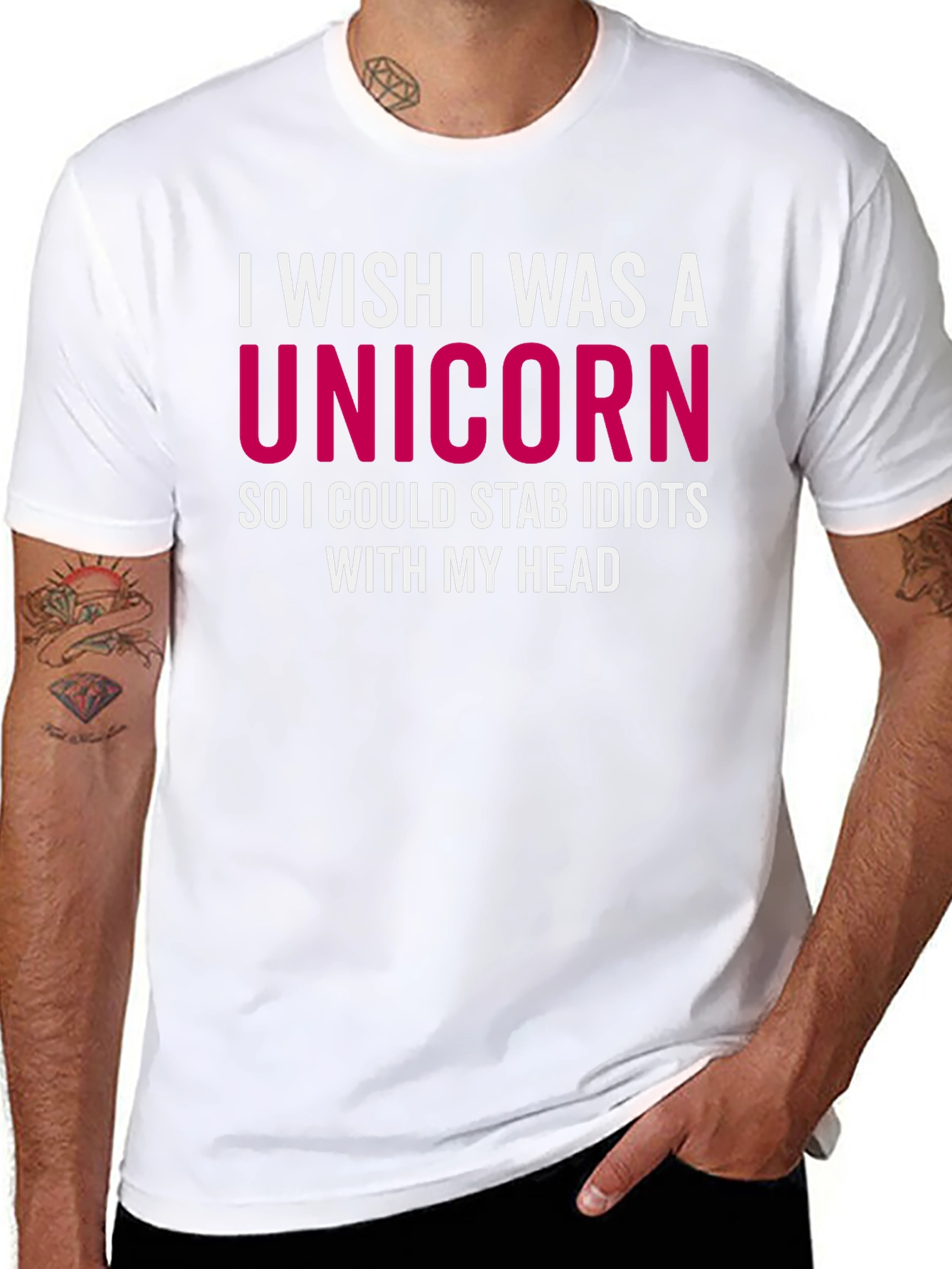 Black I Wish I Was a Unicorn T-Shirt - Funny Sarcastic Tee view 8