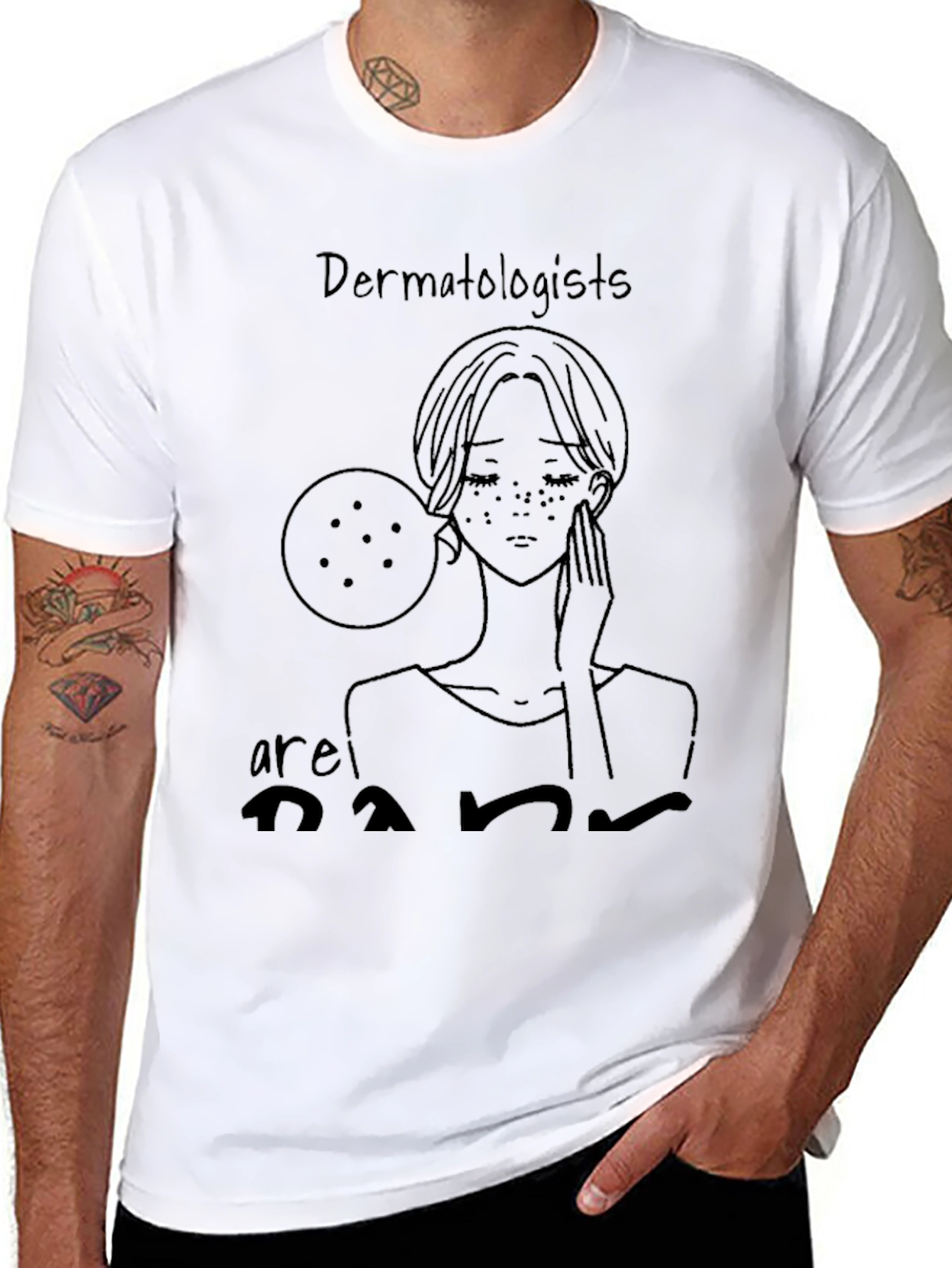 Black Dermatologist Humor T-Shirt - Black Tee view 8
