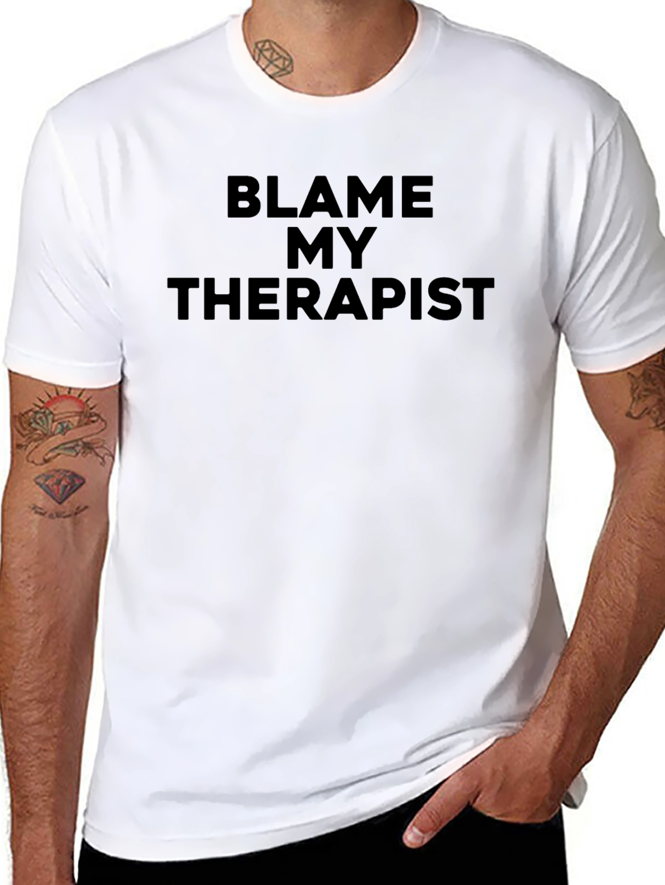 Black Blame My Therapist Black Graphic T-Shirt view 8