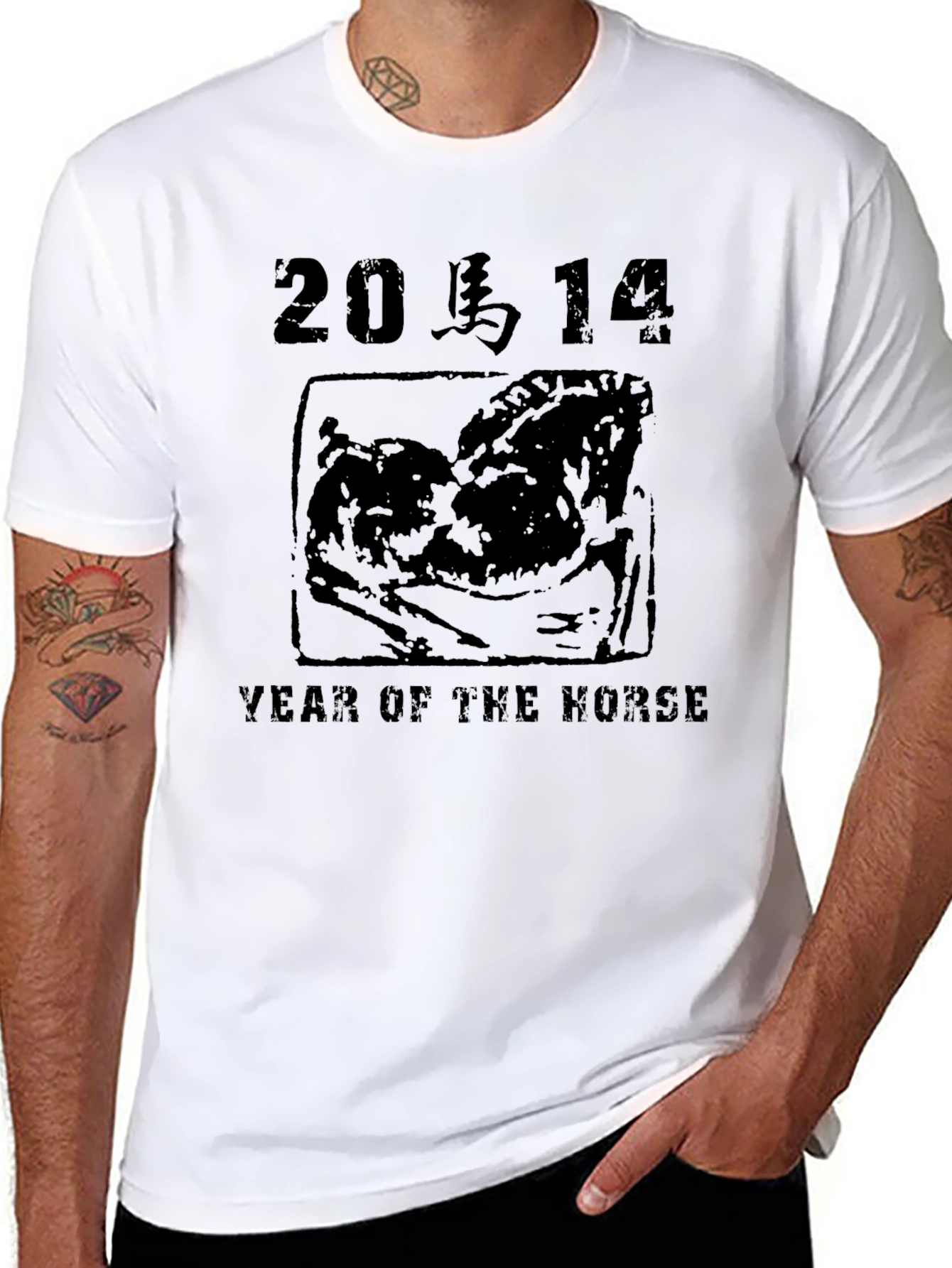 Black Year of the Horse Graphic Tee - Black view 8