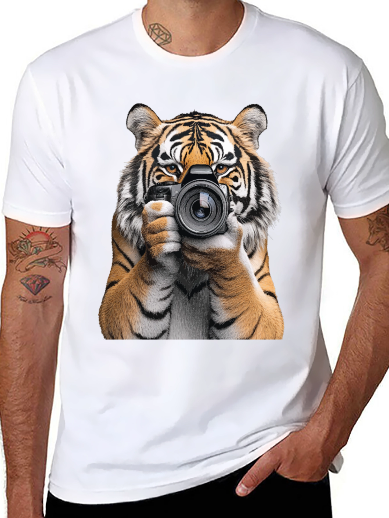 Black Tiger Photographer Graphic T-Shirt - Animal Lover Tee view 8