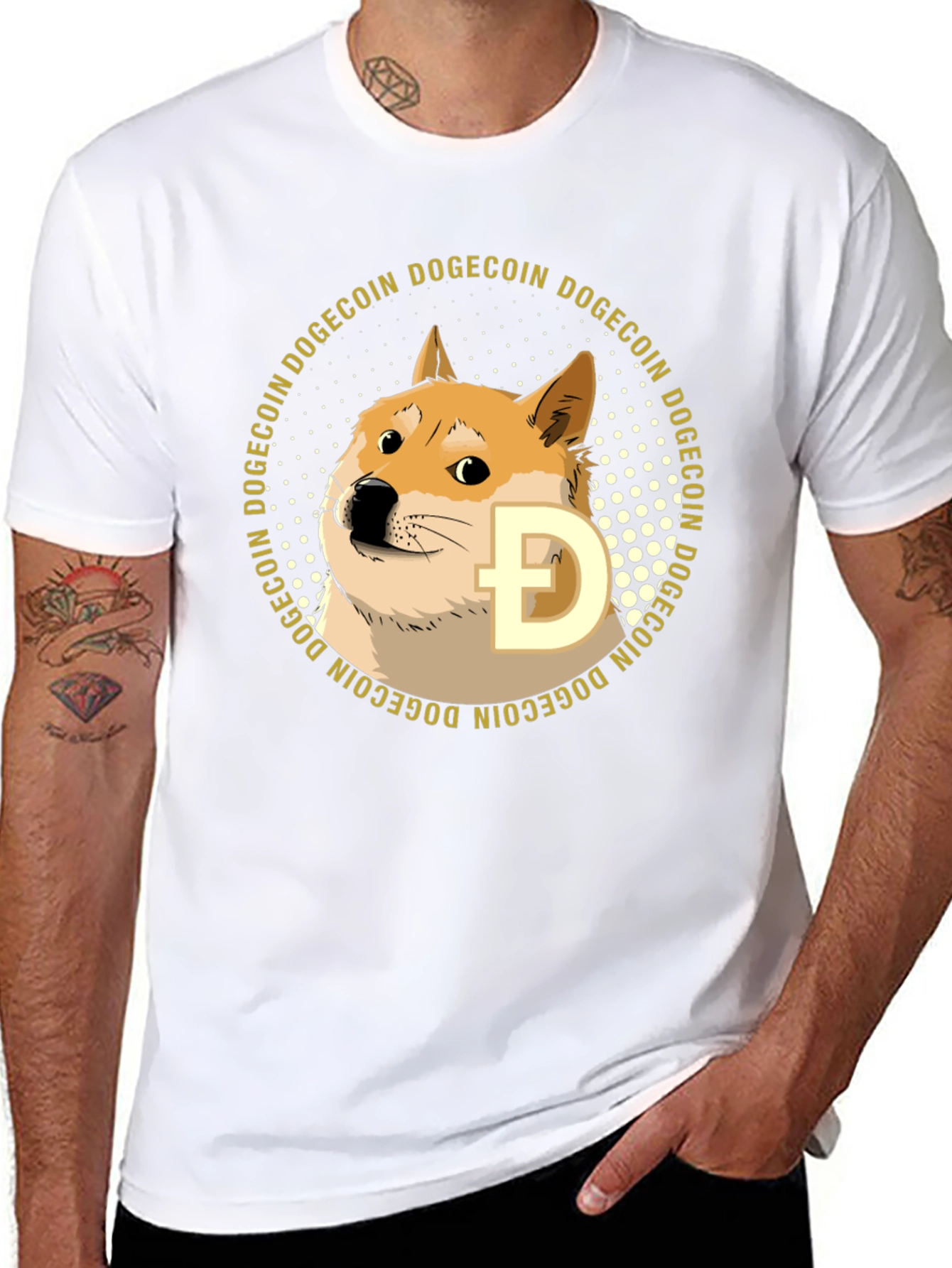 Black Dogecoin Crypto T-Shirt - Black Crew Neck Tee view 8
