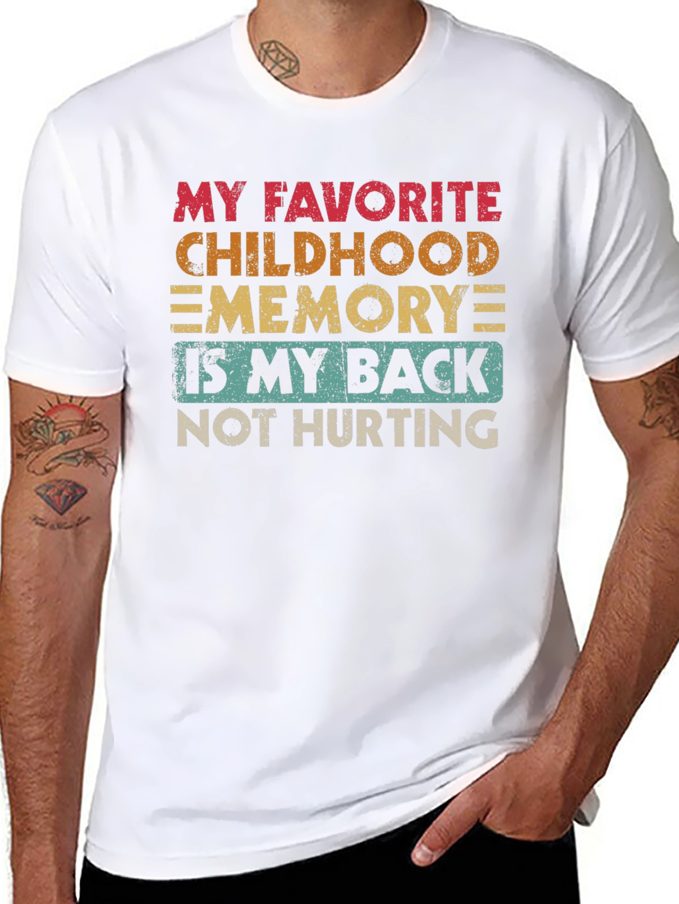 Black Funny Back Pain T-Shirt: Childhood Memory Humor view 8