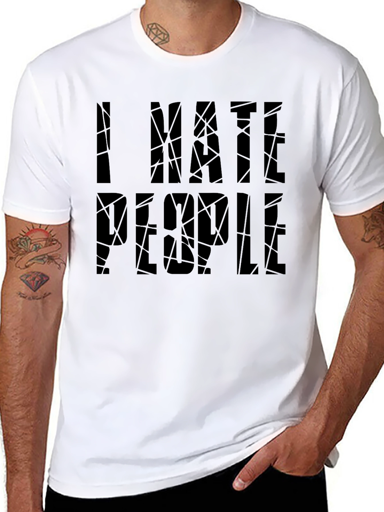 Black I Hate People Graphic Tee - Dark Humor T-Shirt view 8