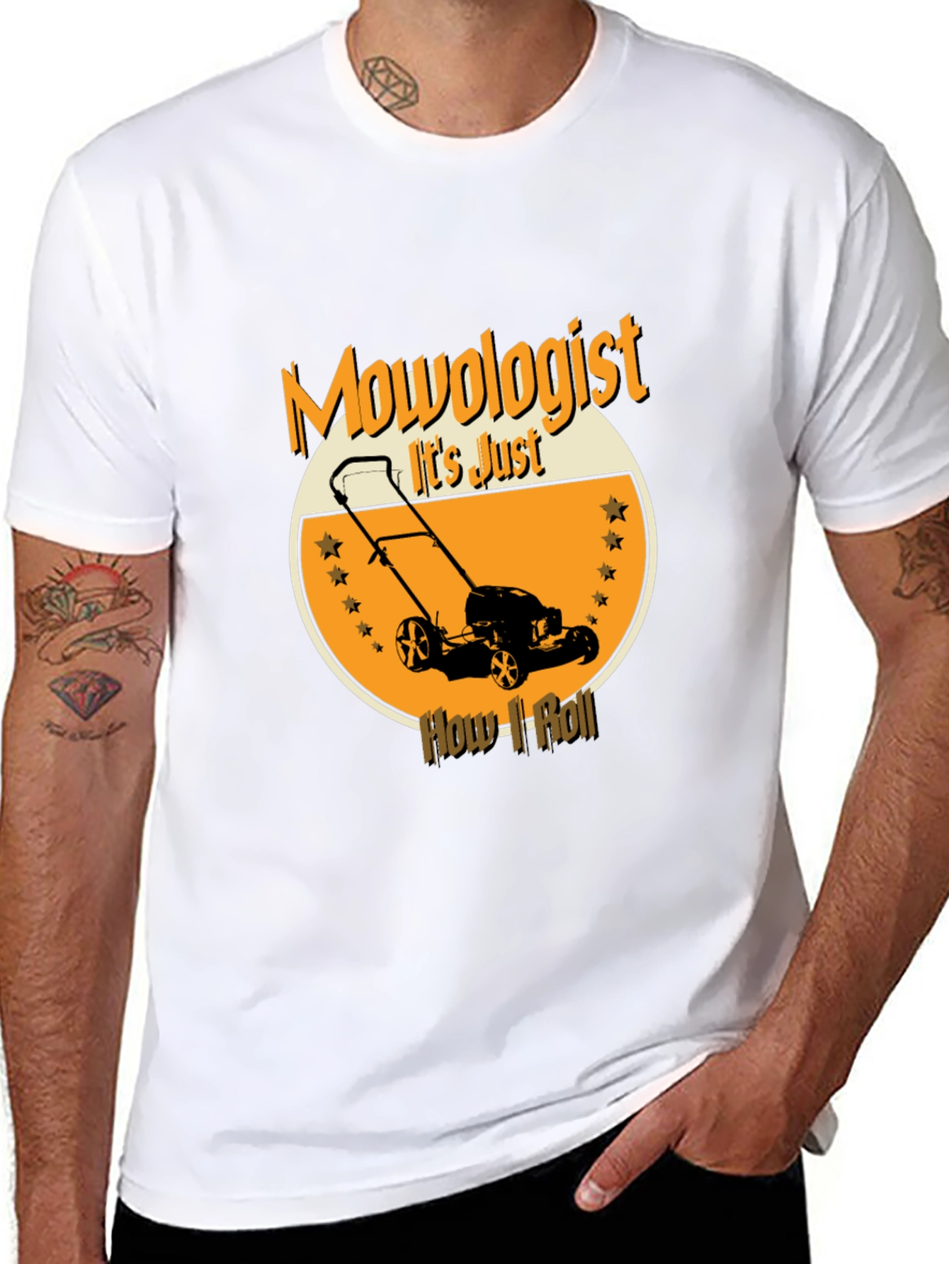 Black Mowologist T-Shirt - Lawn Mowing Humor view 8
