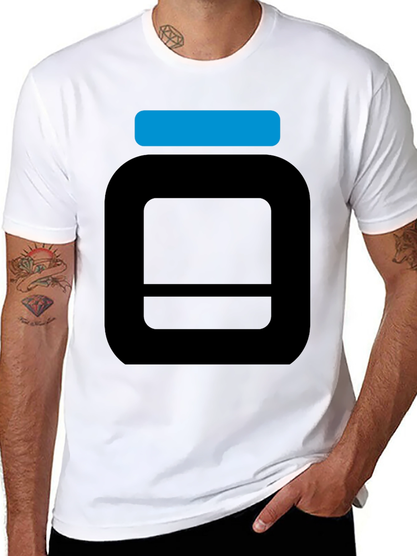 Black Bold Graphic Tee: Black T-Shirt with Abstract Design view 8