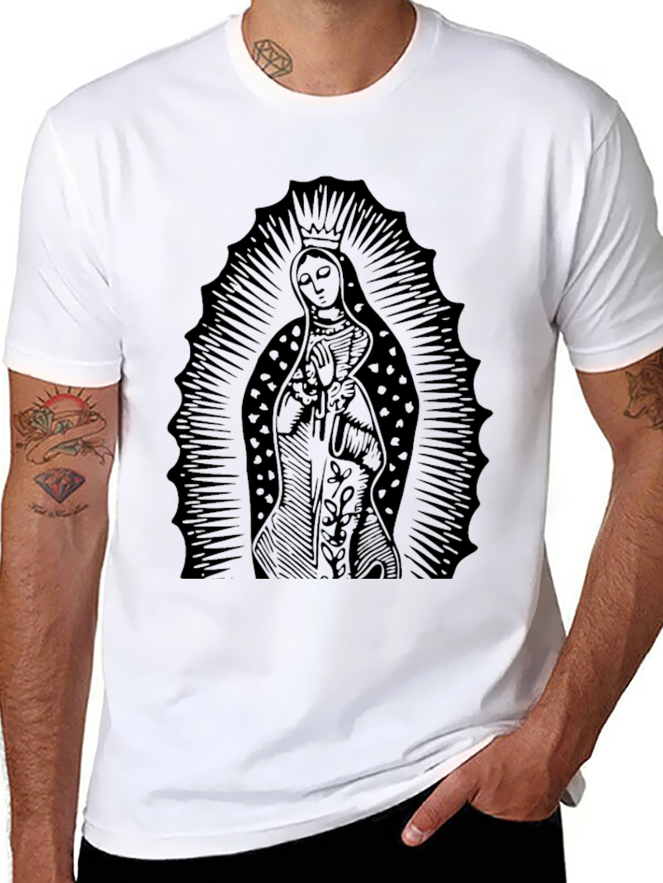 Black Virgin Mary Graphic Black T-Shirt view 8