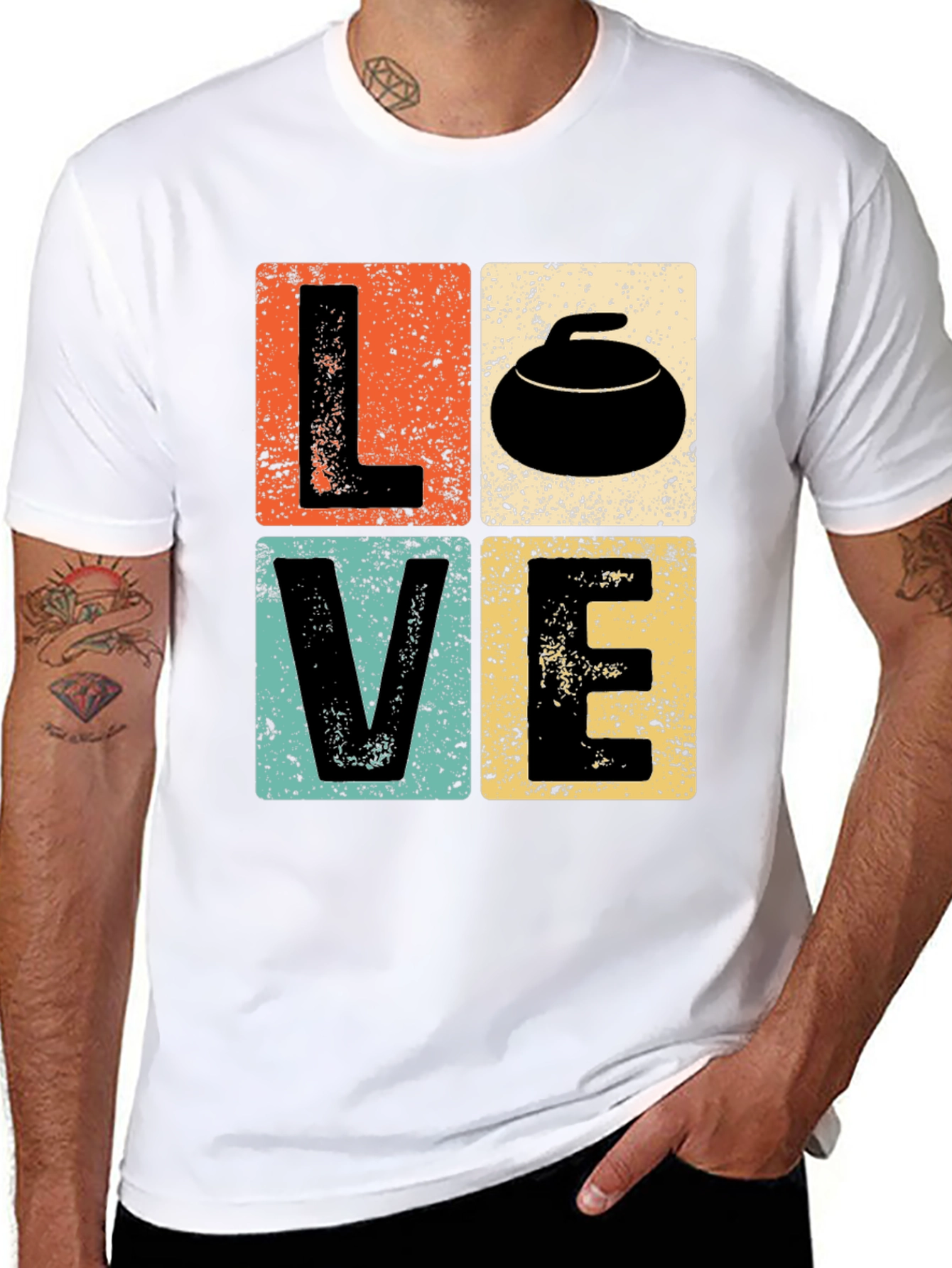 Black LOVE Curling T-Shirt - Retro Design view 8