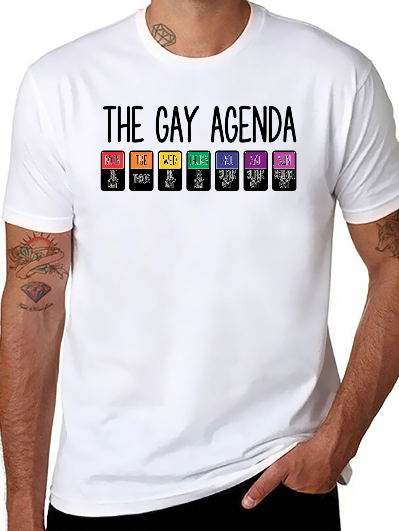 Black The Gay Agenda T-Shirt view 8