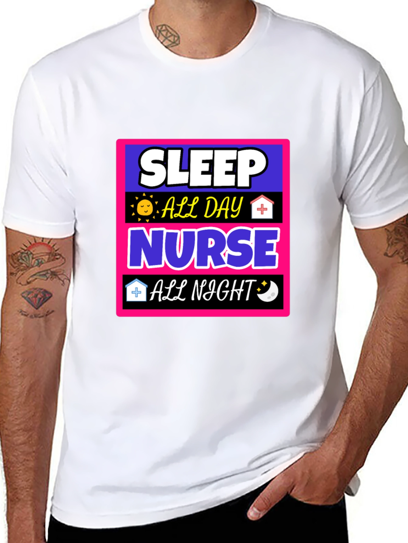 Sleep All Day Nurse All Night T-Shirt - 8
