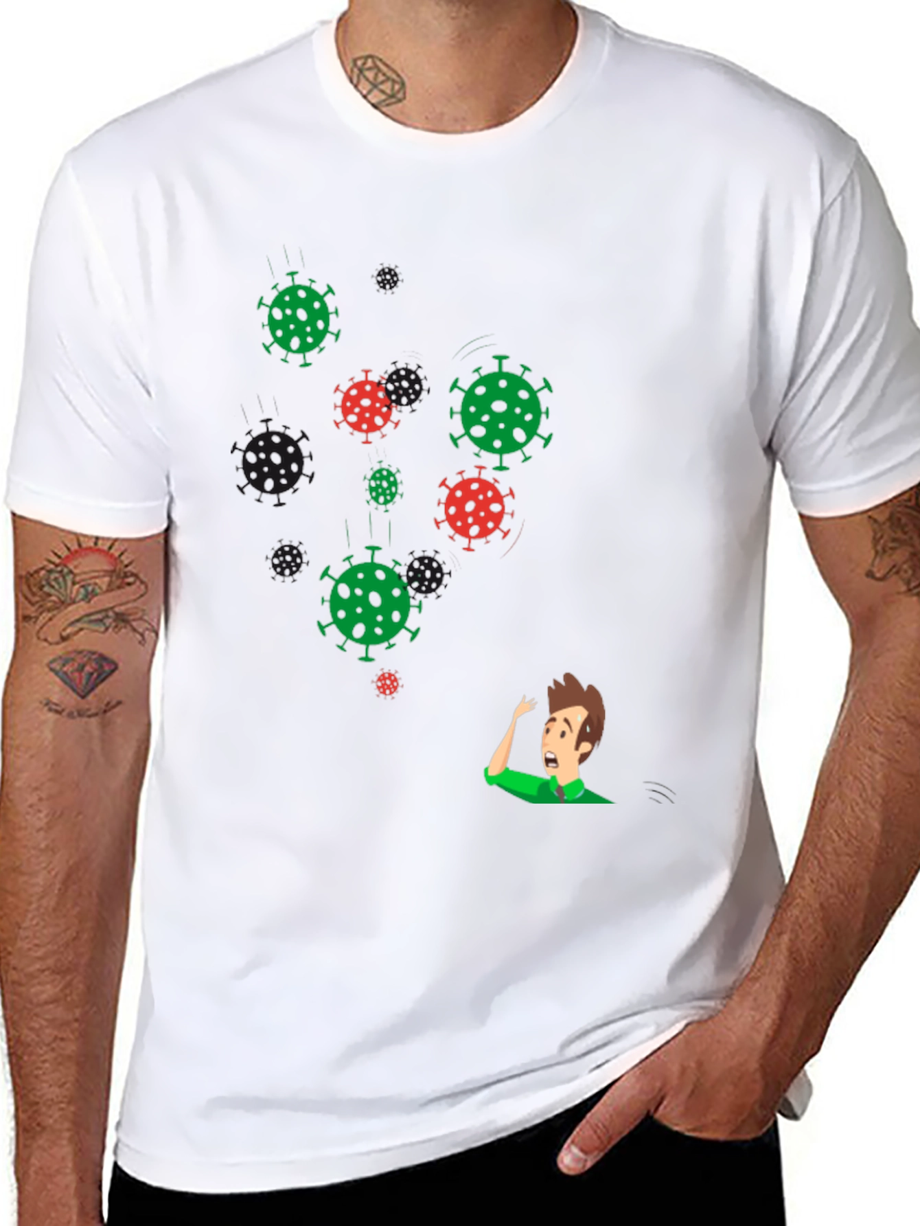 Black COVID Awareness Graphic Tee - Virus Humor view 8