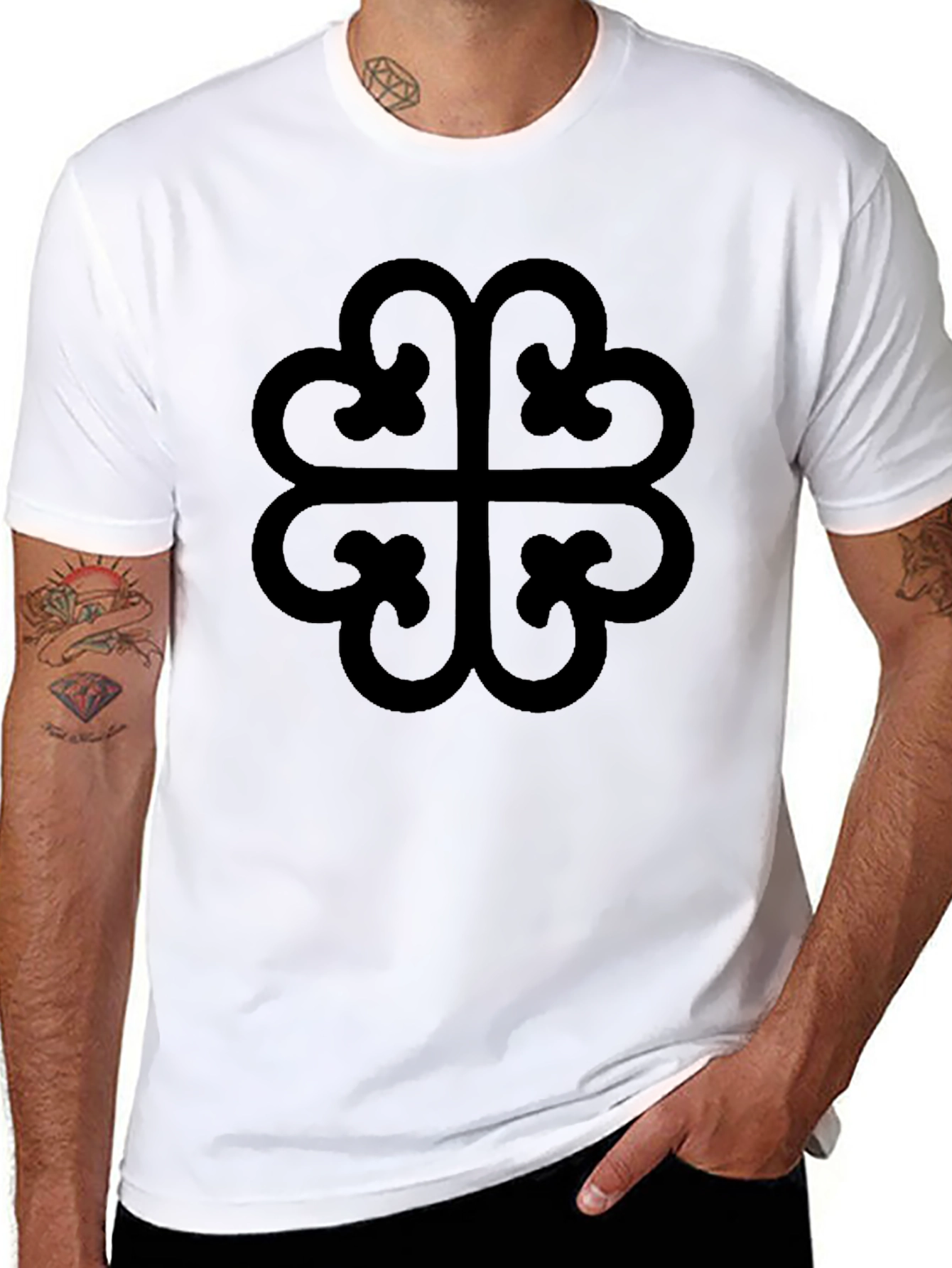 Black Black Adinkra Heart Symbol T-Shirt view 8