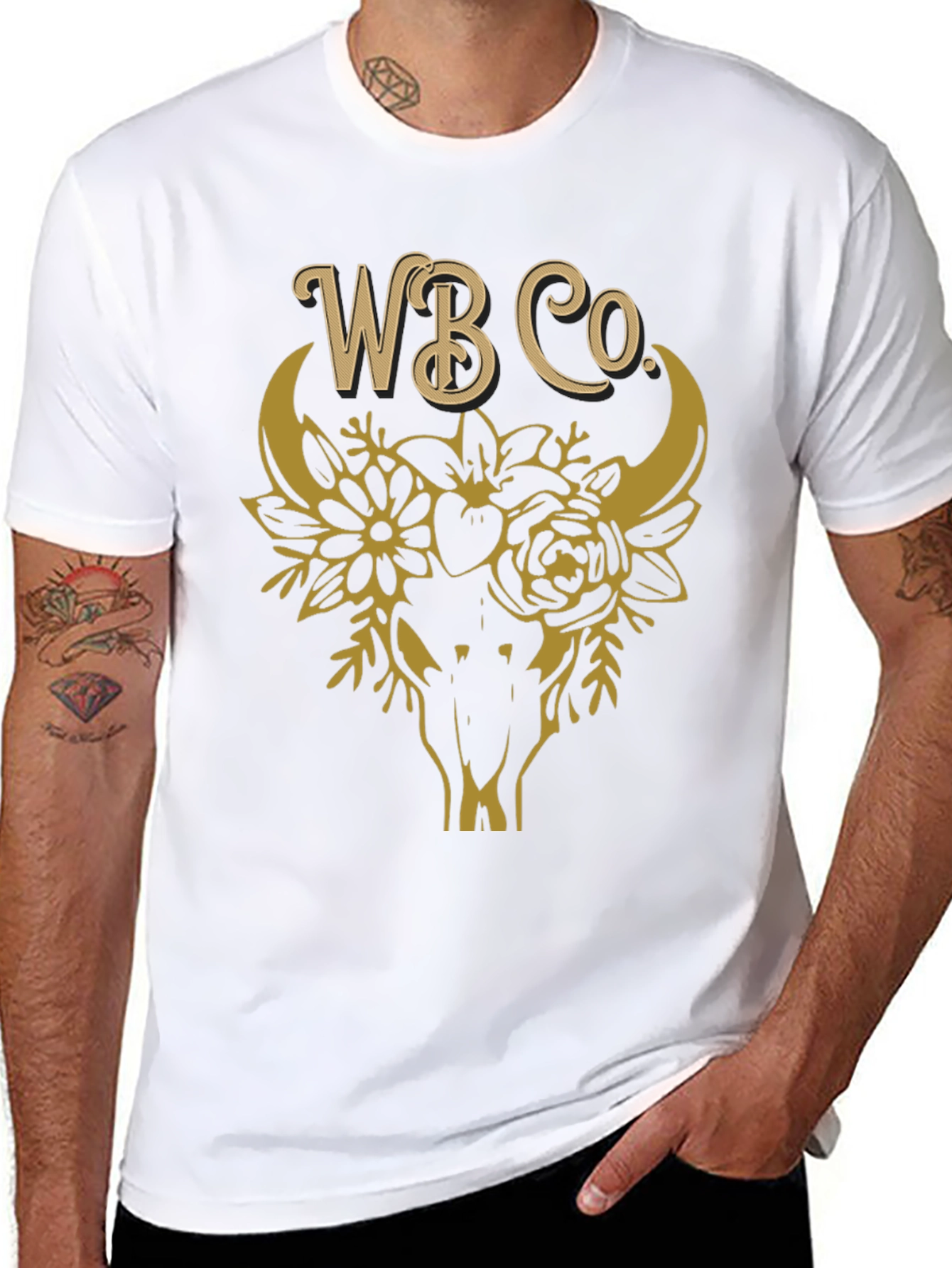 Black WBCo Floral Bull Skull Graphic Tee view 8