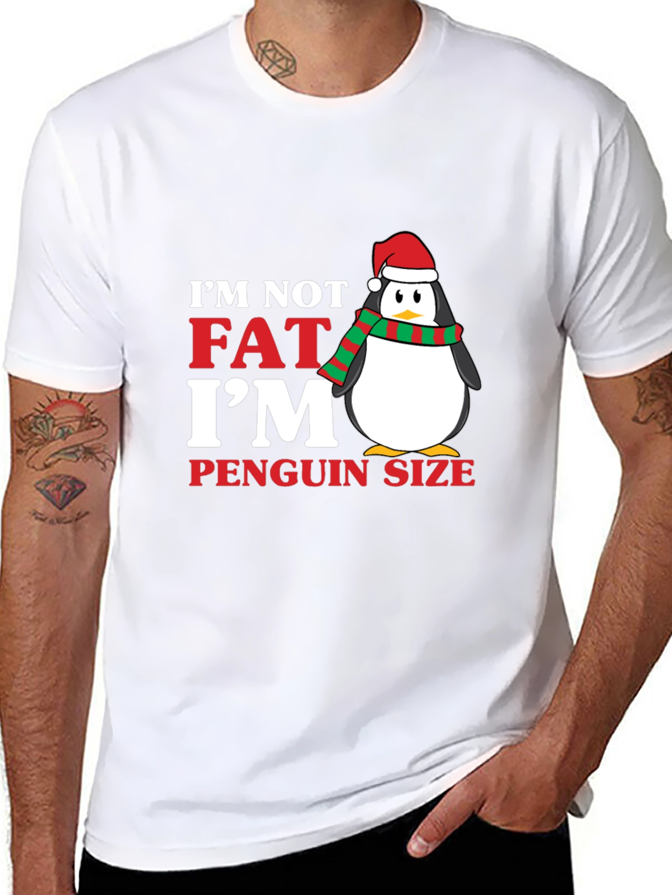 Black I'm Not Fat I'm Penguin Size Holiday T-Shirt view 8