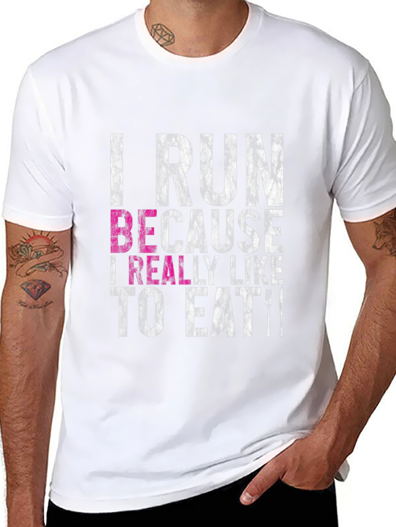 Black I Run Because I Like to Eat Funny T-Shirt view 8