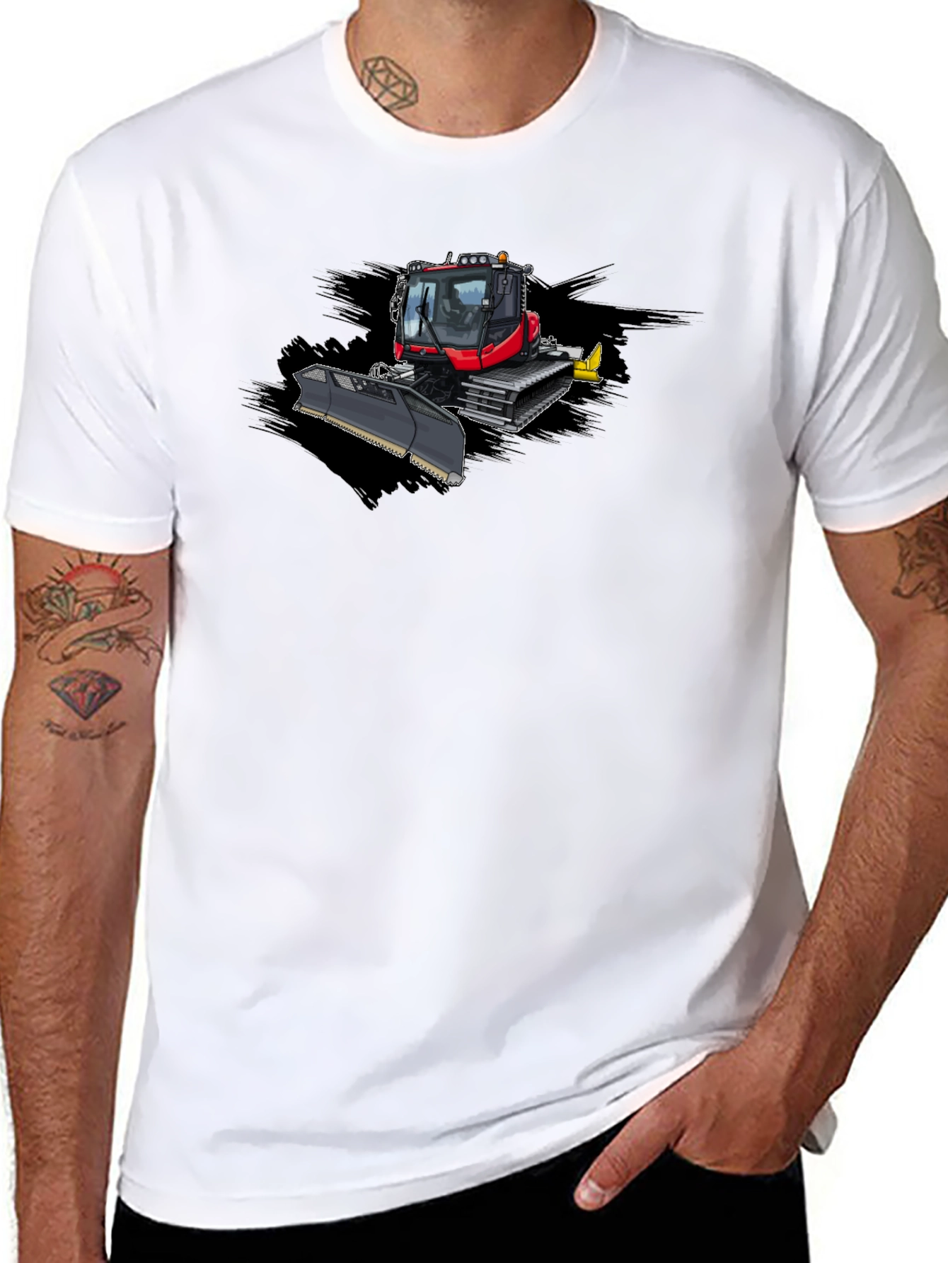 Black Snow Groomer Graphic Tee - Black Cotton T-Shirt view 8