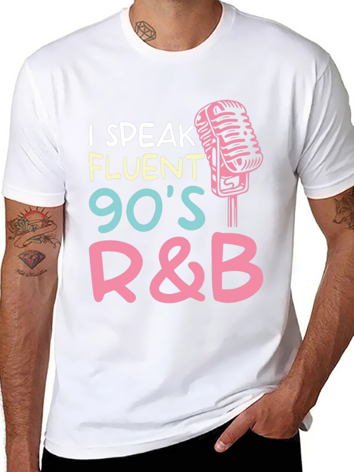 Black I Speak Fluent 90's R&B Graphic T-Shirt view 8