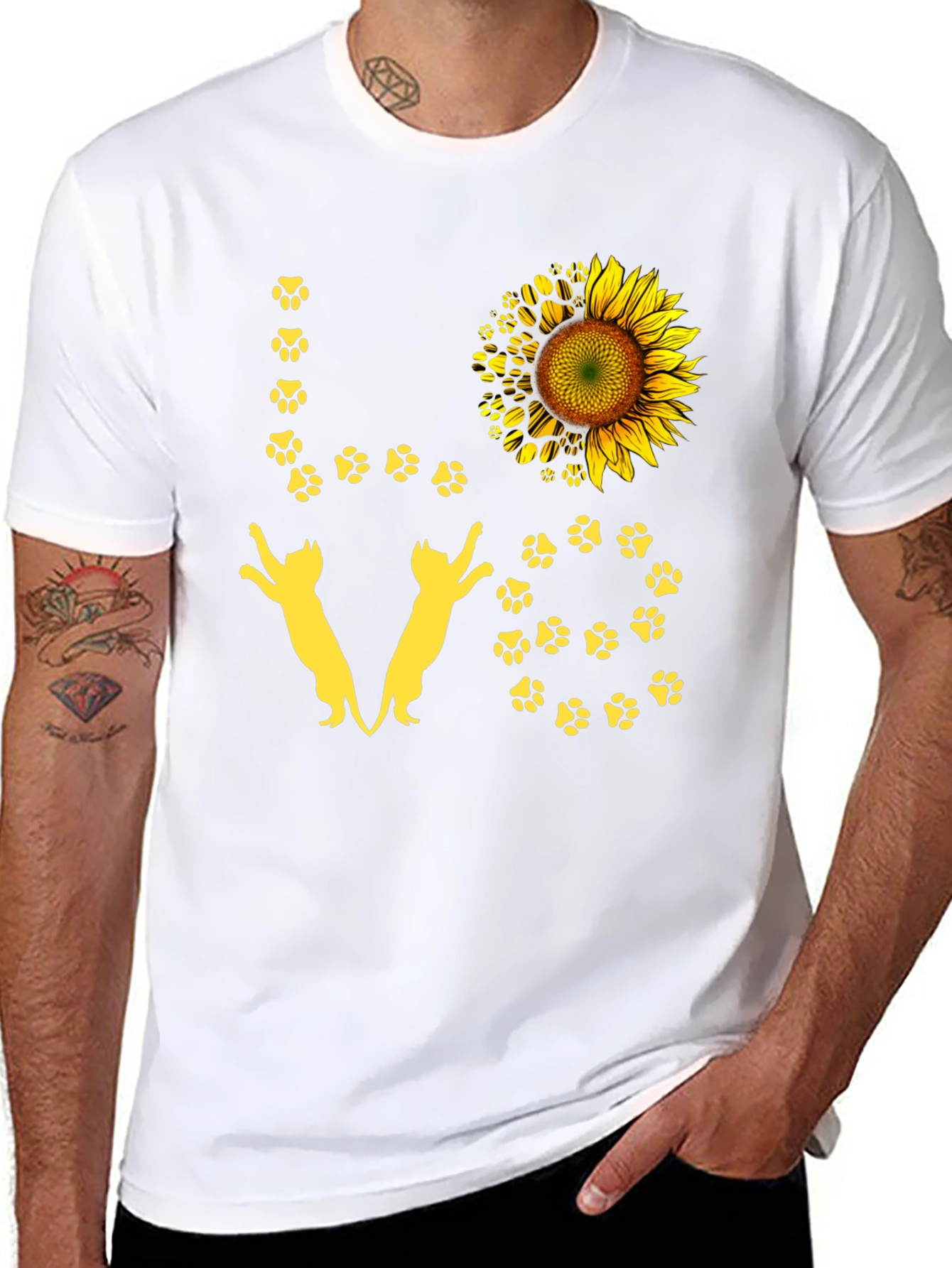 Black Love Cats Sunflower Graphic Tee view 8