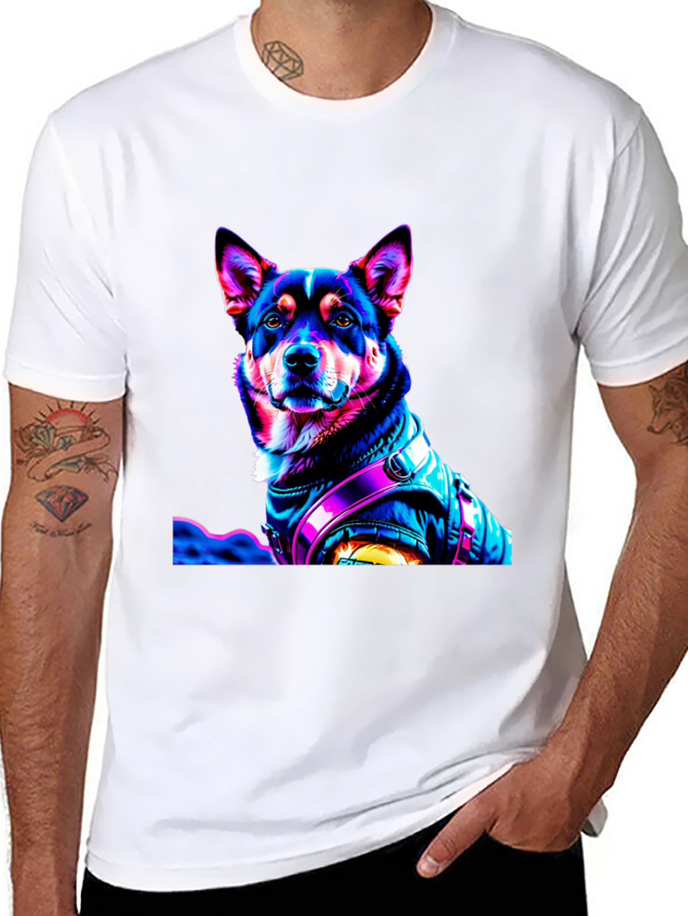 Black Dog in Jacket Graphic T-Shirt view 8