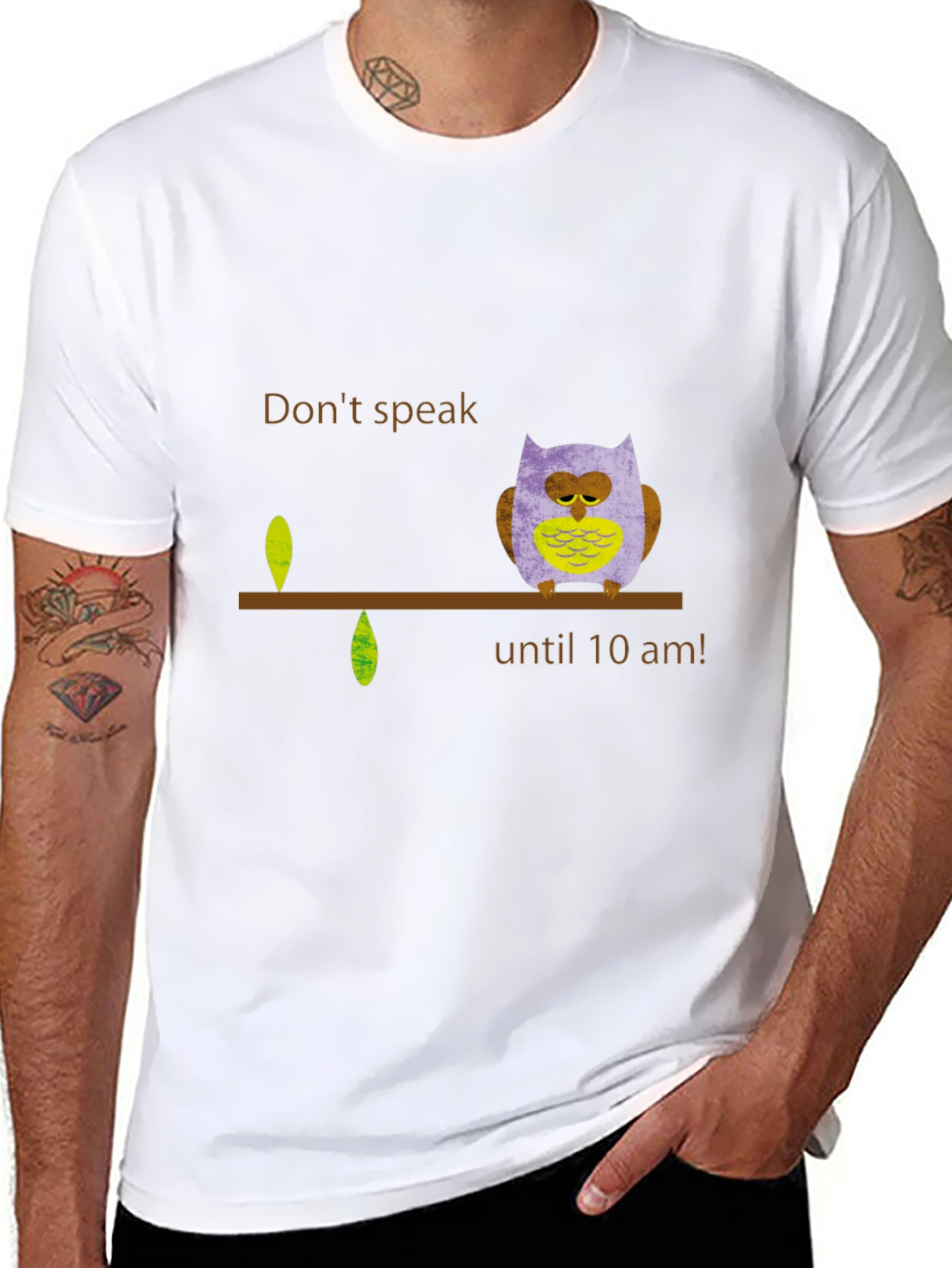 Black Don't Speak Owl T-Shirt - Funny Morning Tee view 8