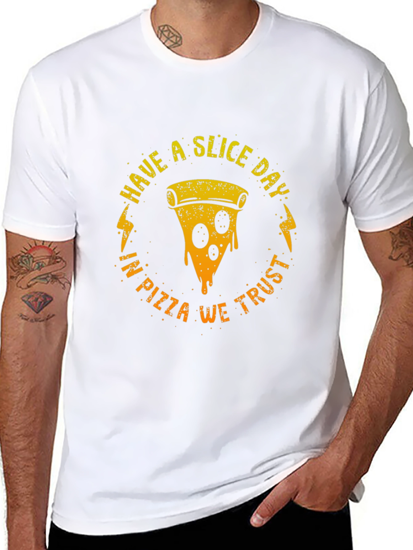Black Have a Slice Day Pizza Graphic T-Shirt view 8