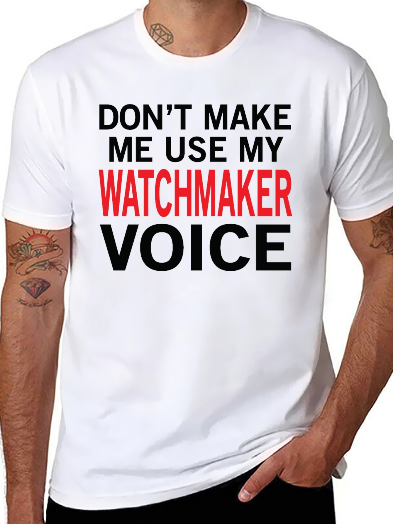 Black Watchmaker Voice T-Shirt - Funny Job Pride Tee view 8