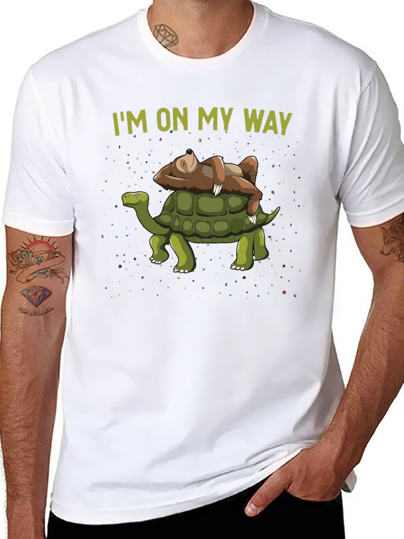 Black I'm On My Way Sloth & Turtle Graphic T-Shirt view 8
