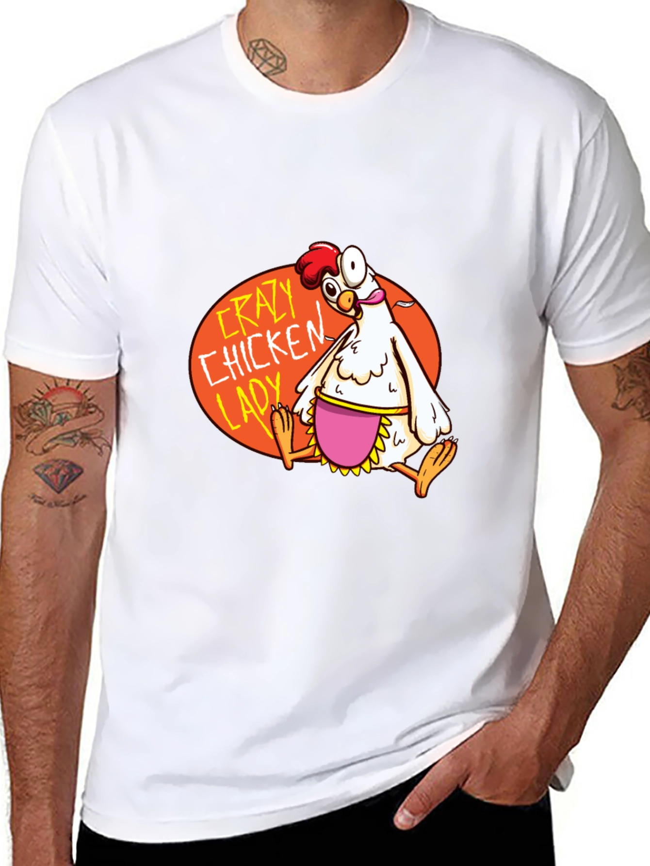 Black Crazy Chicken Lady Graphic T-Shirt view 8