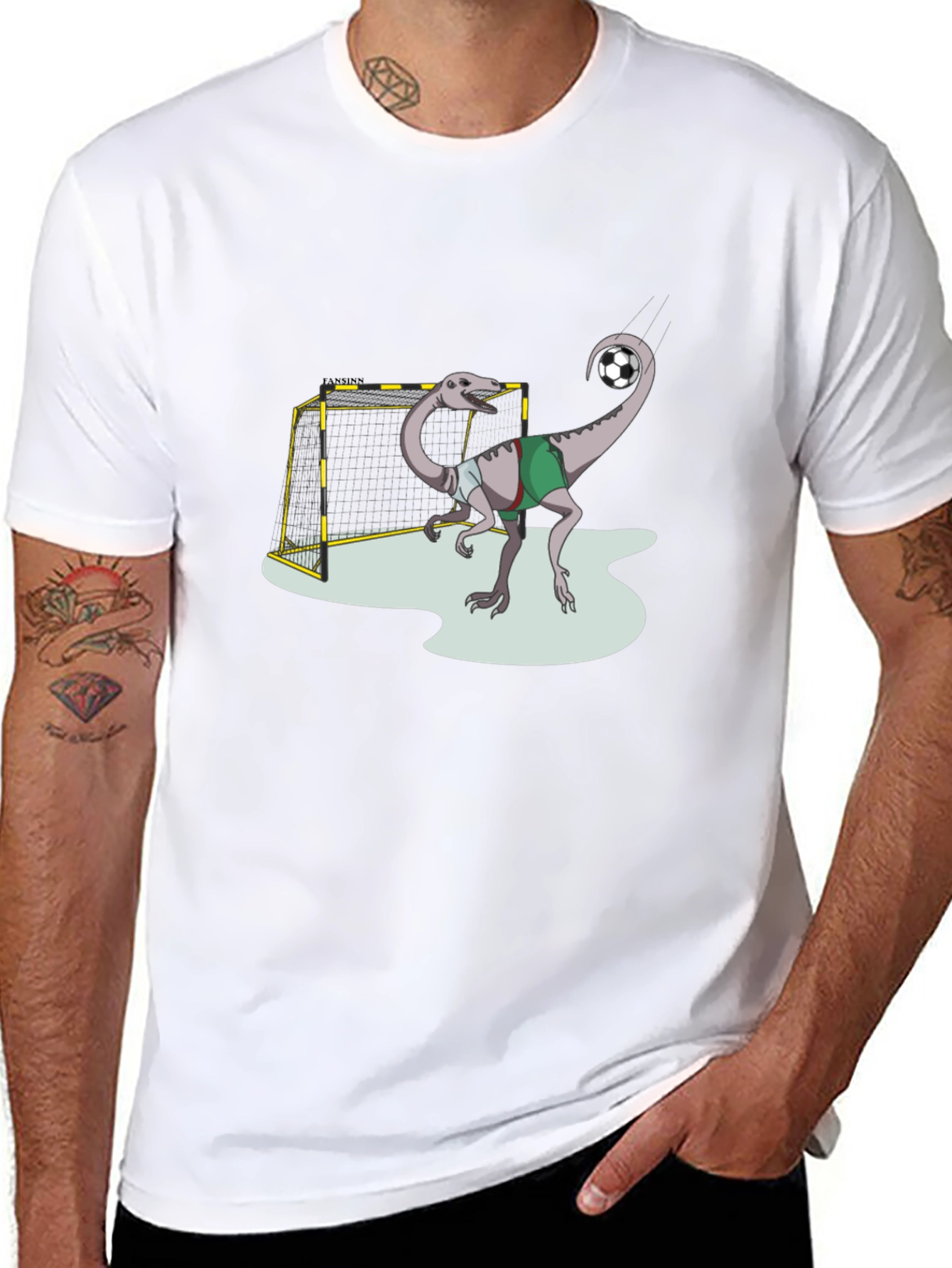 Black Dino Soccer T-Shirt - Fun Graphic Tee view 8