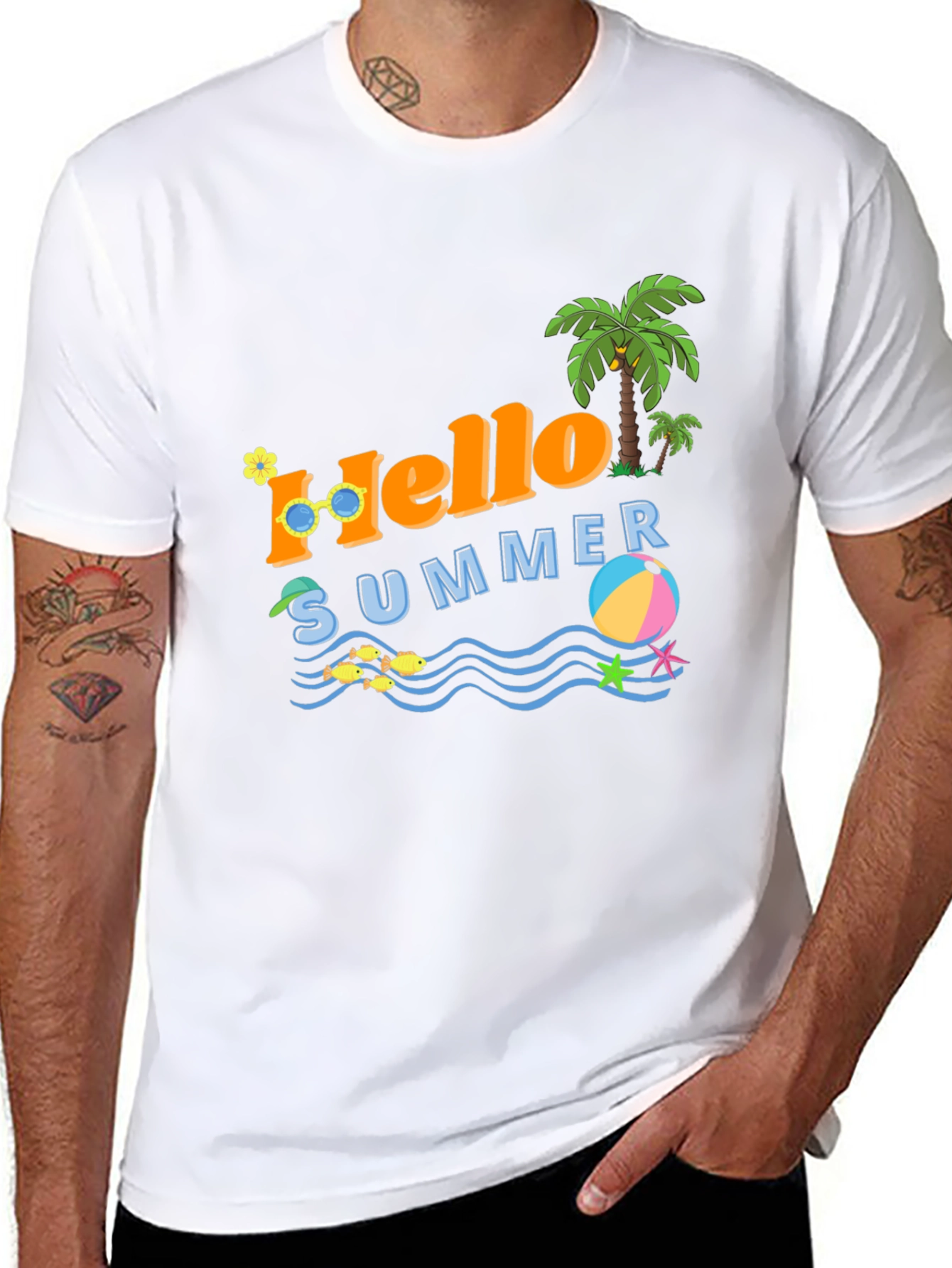 Black Hello Summer Graphic T-Shirt - Vacation Ready view 8