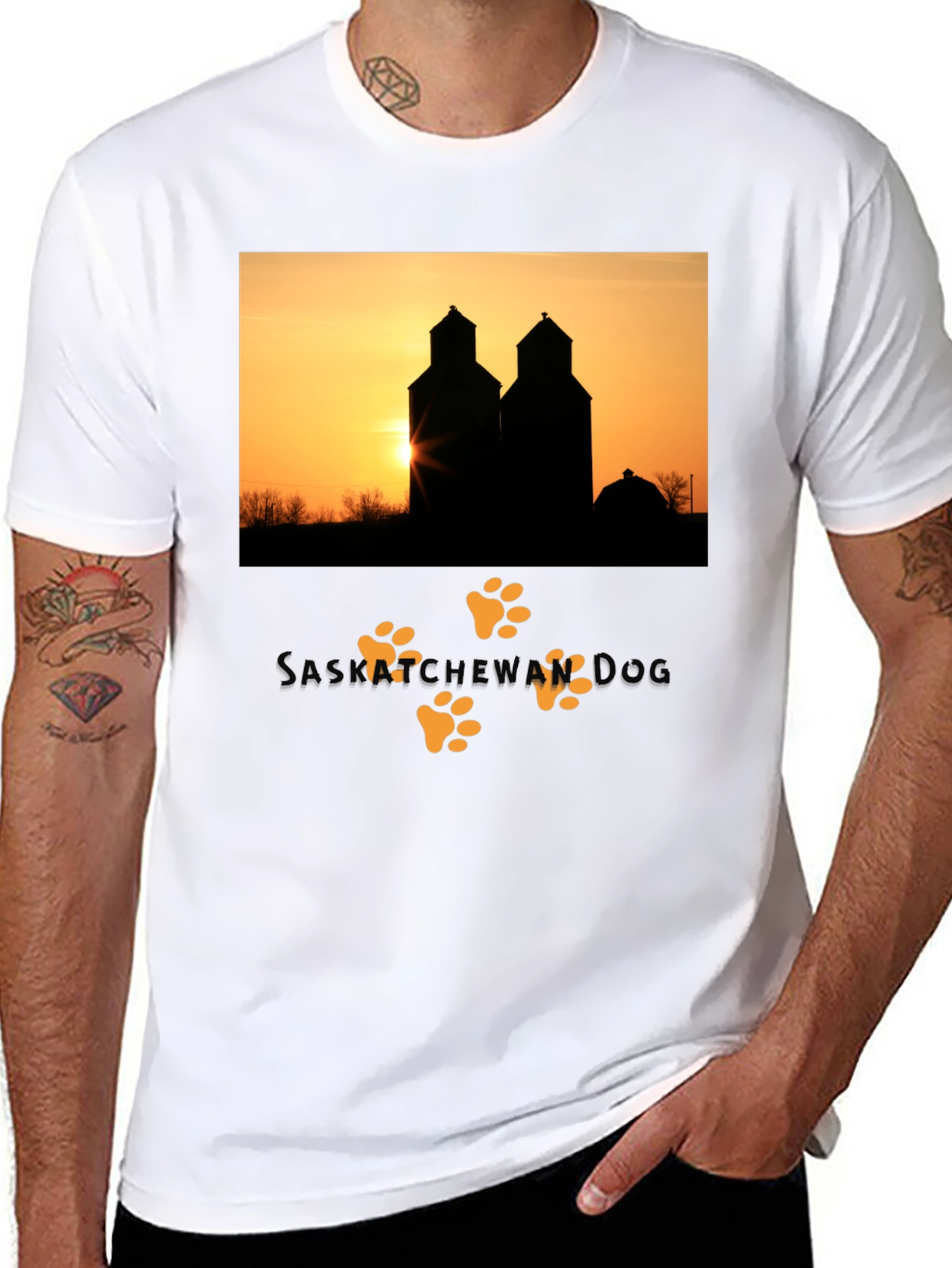 Black Saskatchewan Sunset Silhouette Tee view 8