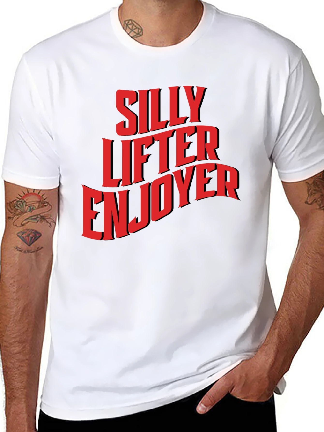 Black Silly Lifter Enjoyer Graphic T-Shirt view 8